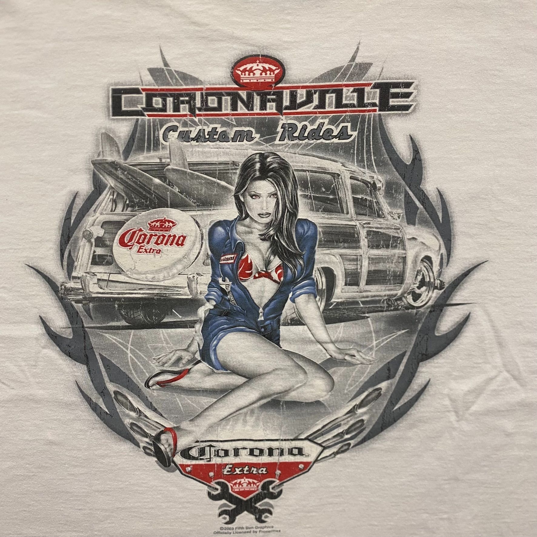 Vintage Vintage 90s Corona Extra Shirt Beach Pin Up Beer Chrome Tee Size US XL / EU 56 / 4 - 3 Thumbnail