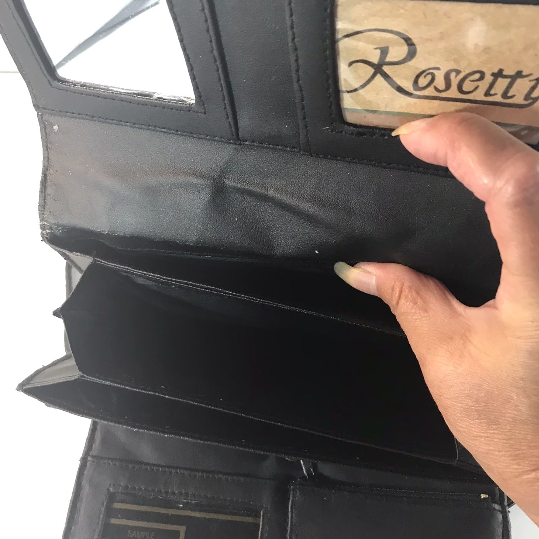 Vintage Rossetti Black Faux Leather Medium Organizer Crossbody Bag with Detachable Strap and Mirror for Women Size ONE SIZE - 4 Thumbnail
