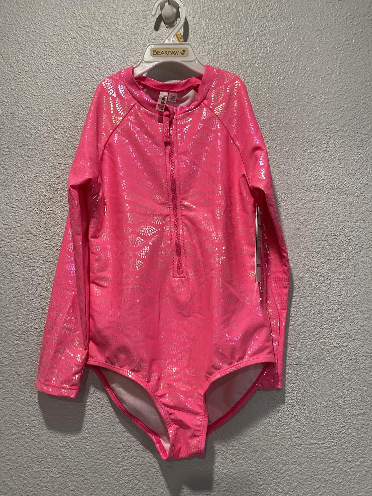Other Girls' Kensiegirl Long Sleeve Pink Metallic One-Piece Swimsu Size ONE SIZE - 1 Thumbnail