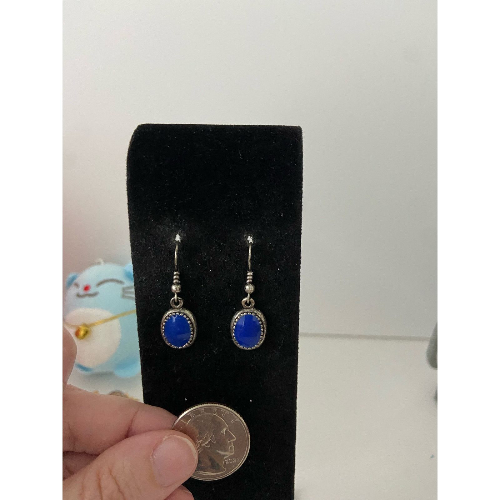 Other 90s style blue oval earrings silver tone Size ONE SIZE - 2 Thumbnail