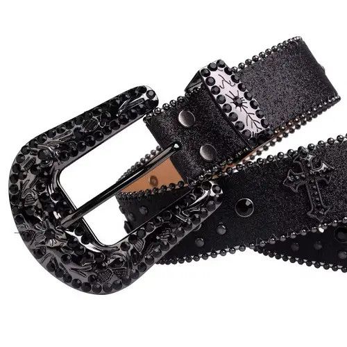 VIBE Diamond Cowboy Fashion PU Leather Belt Size ONE SIZE - 4 Thumbnail