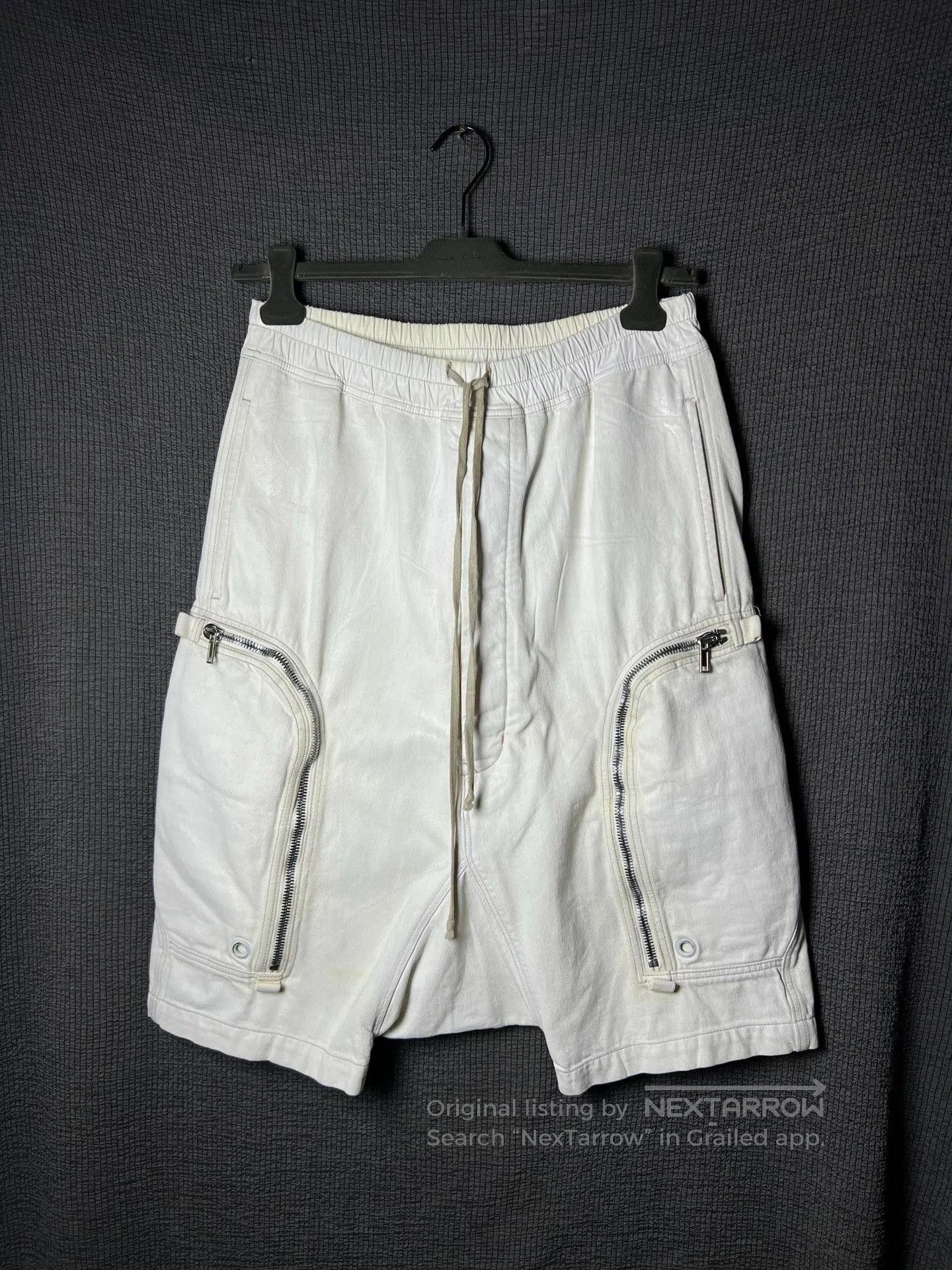 Rick Owens Rick Owens White Waxed Shorts. Size US 38 / EU 54 - 2 Thumbnail
