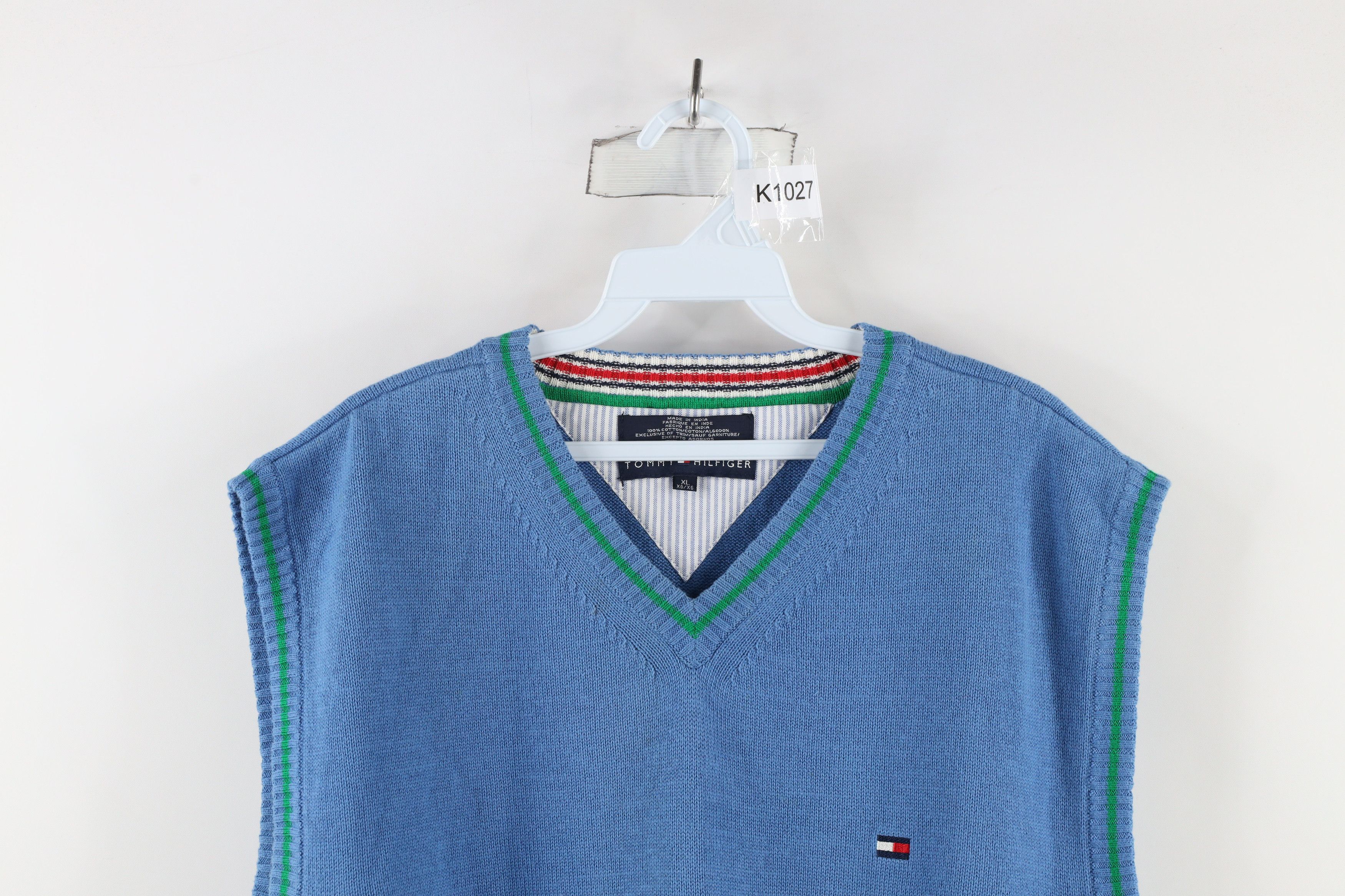 Tommy Hilfiger × Vintage Vintage 90s Tommy Hilfiger Cotton Knit V-Neck Sweater Vest Size US XL / EU 56 / 4 - 2 Thumbnail