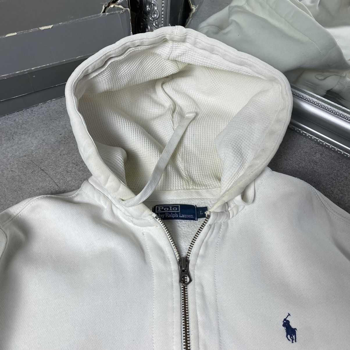 Polo Ralph Lauren Vintage Polo Ralph Lauren Zip Hoodie White Jumper Size US L / EU 52-54 / 3 - 4 Thumbnail