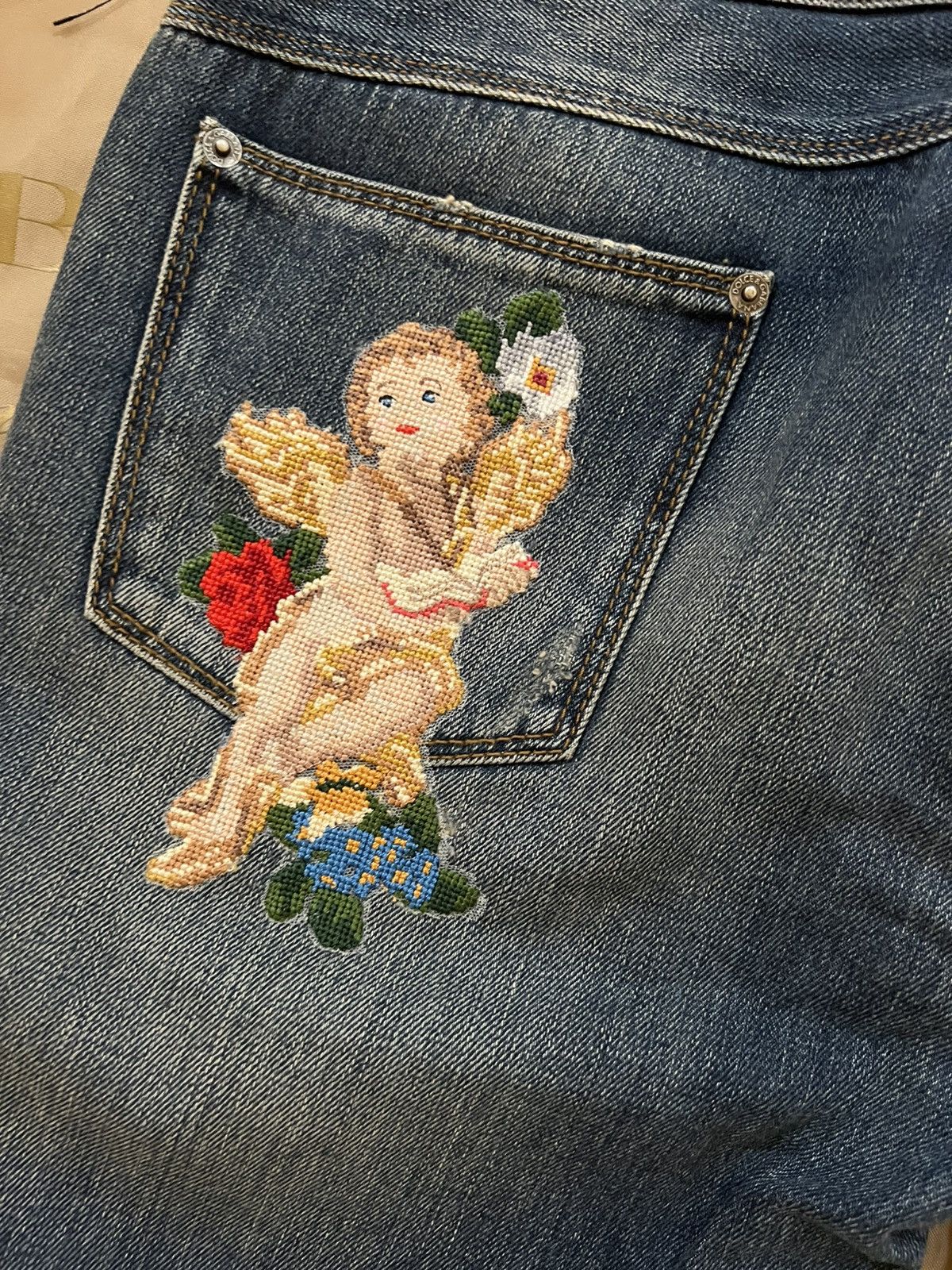 Dolce & Gabbana Dolce & Gabbana Navy Blue Angel Applique Ripped size 50 Size US 34 / EU 50 - 3 Thumbnail