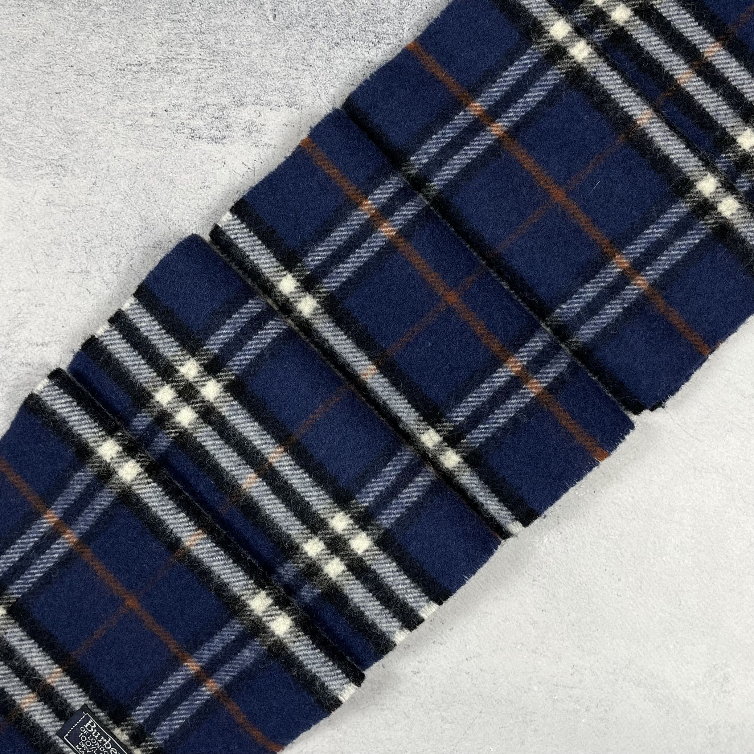 Burberry Vintage Burberrys Nova Check Blue Wool Scarf 90’s Size ONE SIZE - 7 Thumbnail