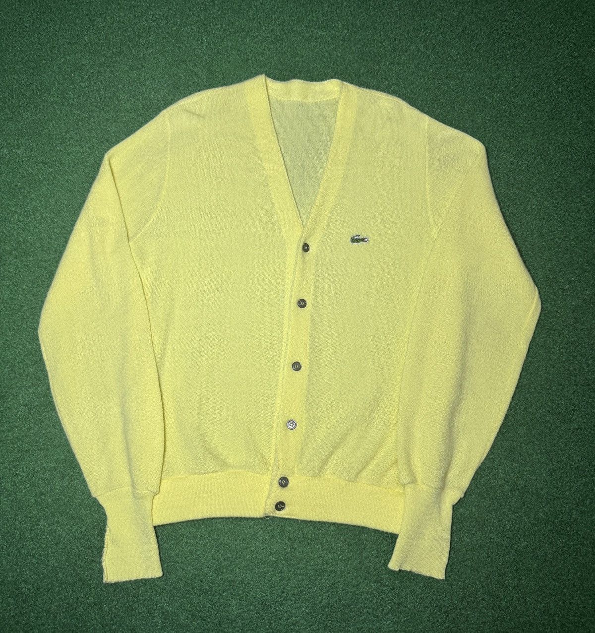 Lacoste Vintage Lacoste Alligator Yellow Pastel Cardigan Sweater Size XL / US 12-14 / IT 48-50 - 1 Thumbnail