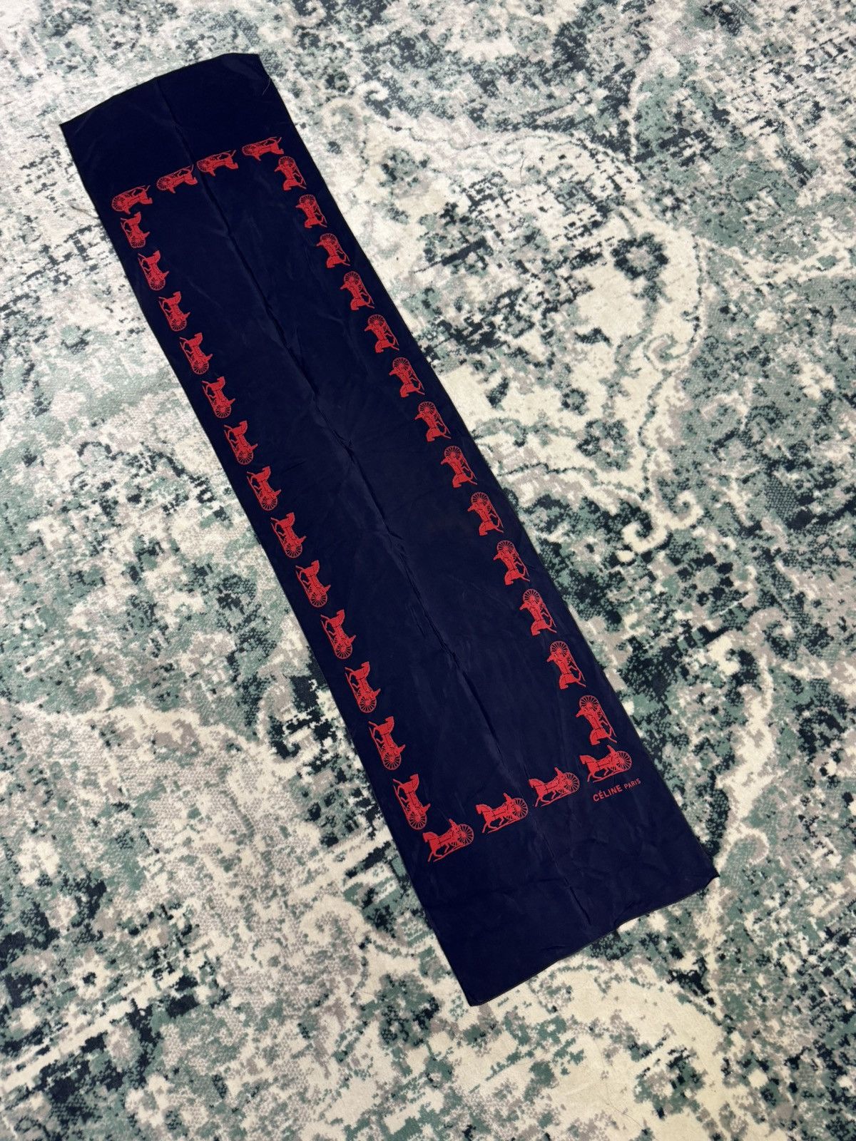 Celine VINTAGE 1960s CELINE MONOGRAM PRINT SILK SCARF Size ONE SIZE - 4 Thumbnail