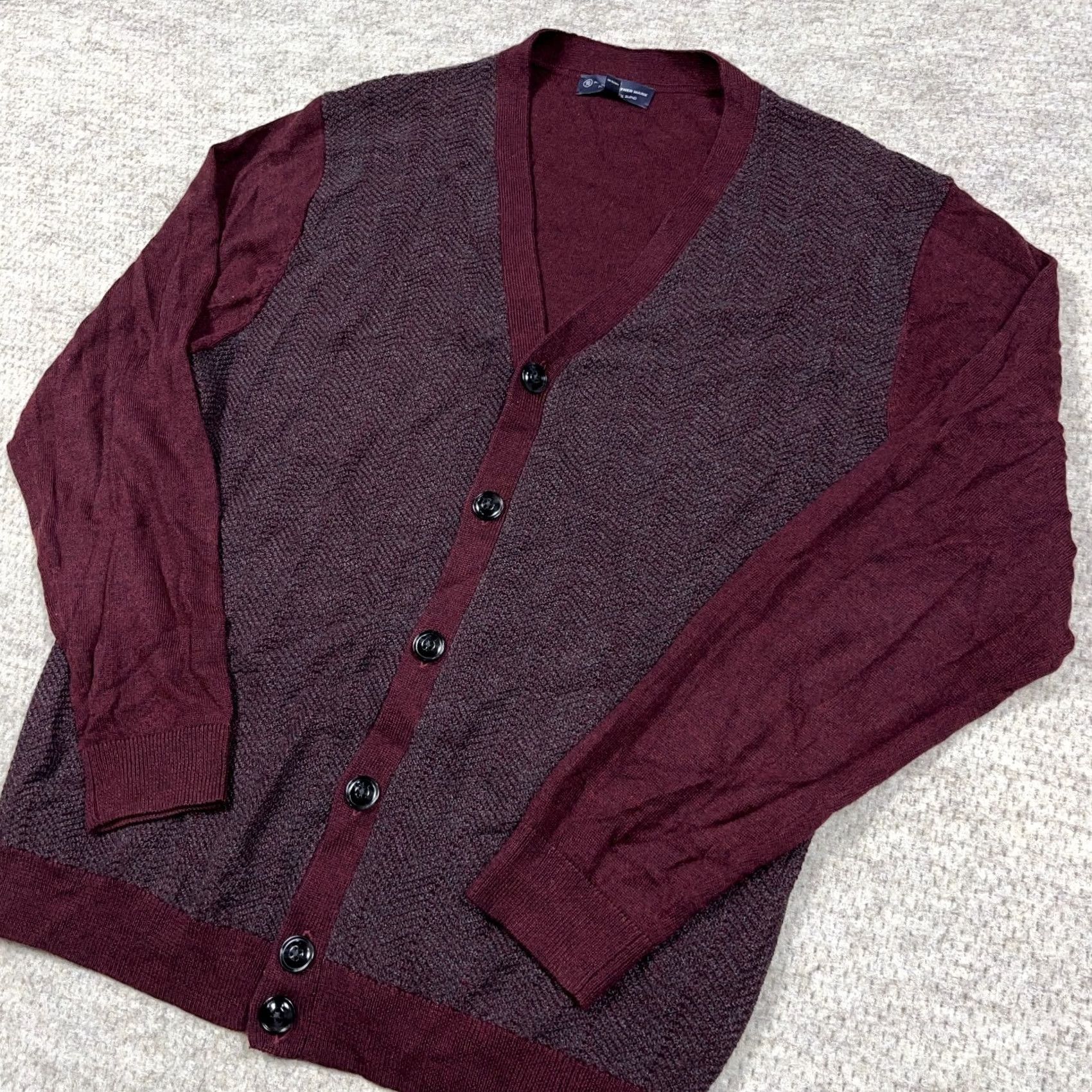 Hart Schaffner Marx Hart Schaffner Marx Sweater Men's Large Red Wool Pullover 1/4 Zip Knit Herringbone Standard Regular Size US L / EU 52-54 / 3 - 3 Thumbnail