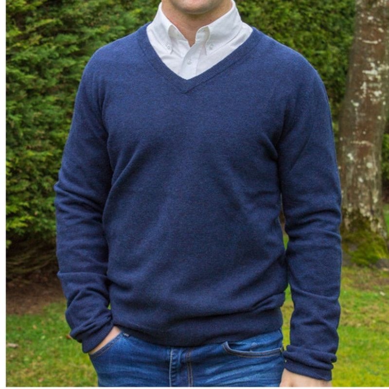 Brock Collection Amherst & Brock Made in Italy Lambs Wool Sweater V Neck XL Size US XL / EU 56 / 4 - 1 Thumbnail
