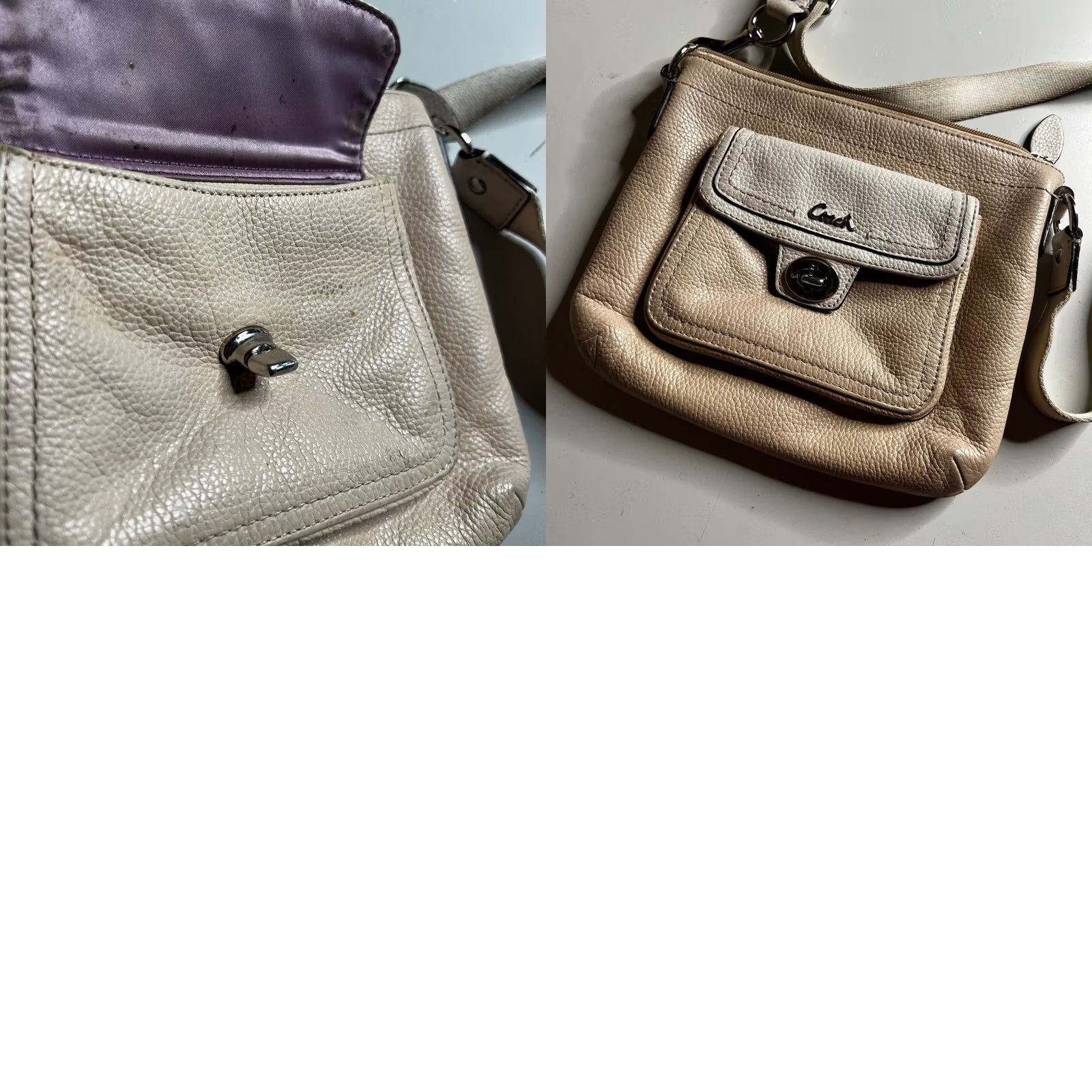 Coach Coach Beige Pebbled Leather Crossbody Bag Turnlock Front Pocket Tan Messenger Size ONE SIZE - 8 Thumbnail