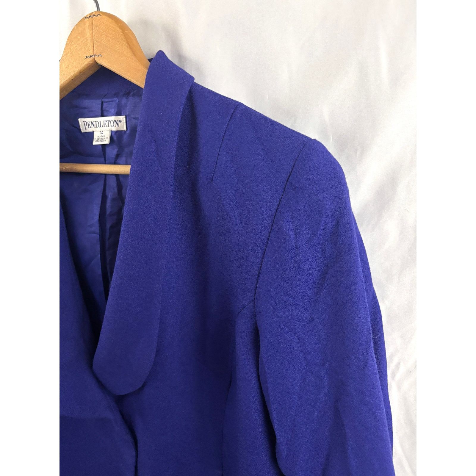 Pendleton VTG 1990s Pendleton Wool Blazer Jacket One-Button Blue 14 Size XL / US 12-14 / IT 48-50 - 11 Thumbnail