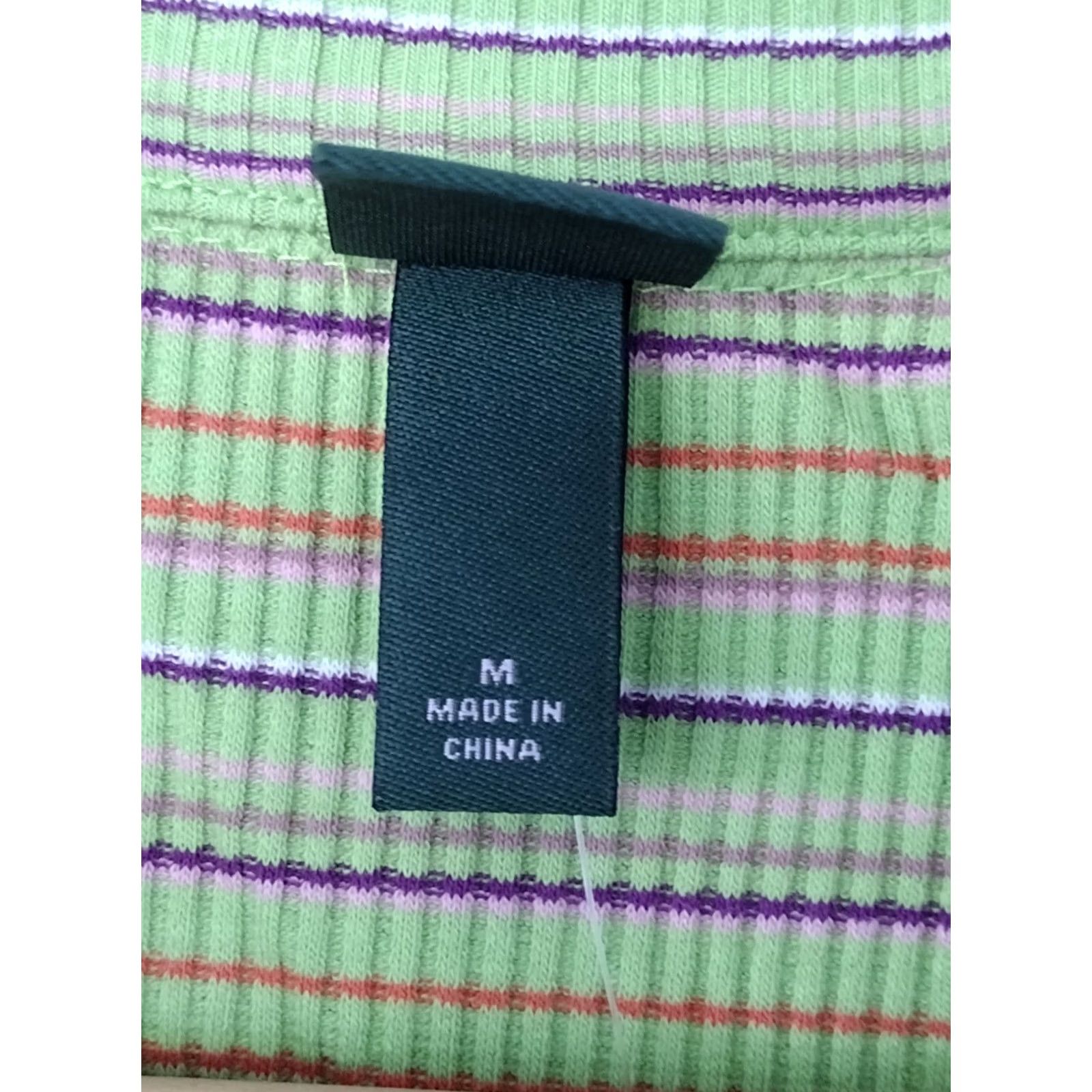 Vintage Wild Fable Polo Dress Shirt Dress Polo Dress Sleeveless 1/4 Zip Casual Knit Cotton Green Striped Womens M XS? (Wait) Size M / US 6-8 / IT 42-44 - 5 Thumbnail