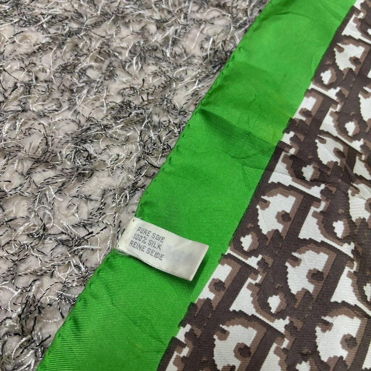 Christian Dior Monsieur Vintage Christian Dior Oblique Monogram Silk Scarf Green Size ONE SIZE - 6 Thumbnail