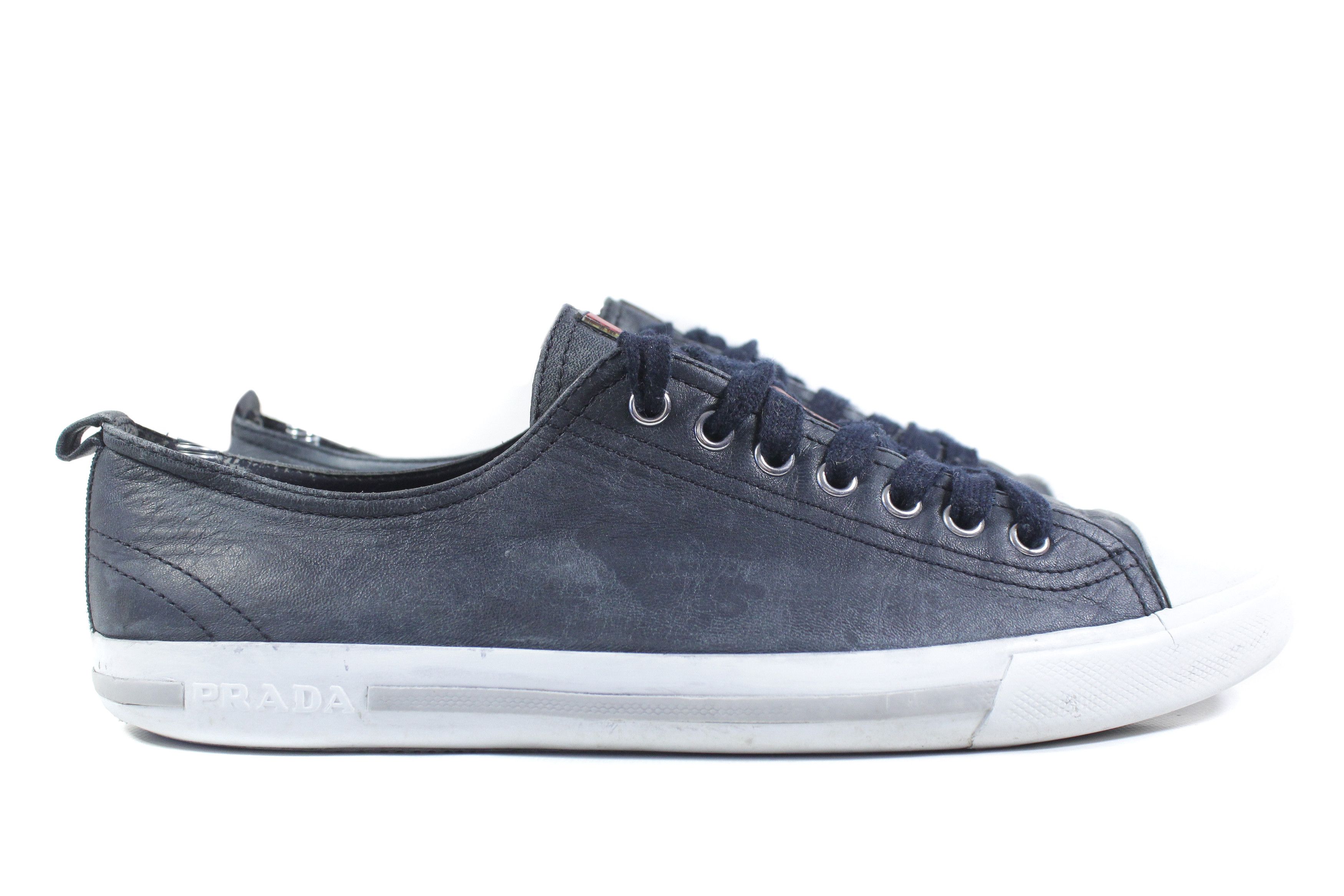Prada Sport Leather Distressed Low Sneakers Size US 7.5 / EU 40-41 - 2 Thumbnail