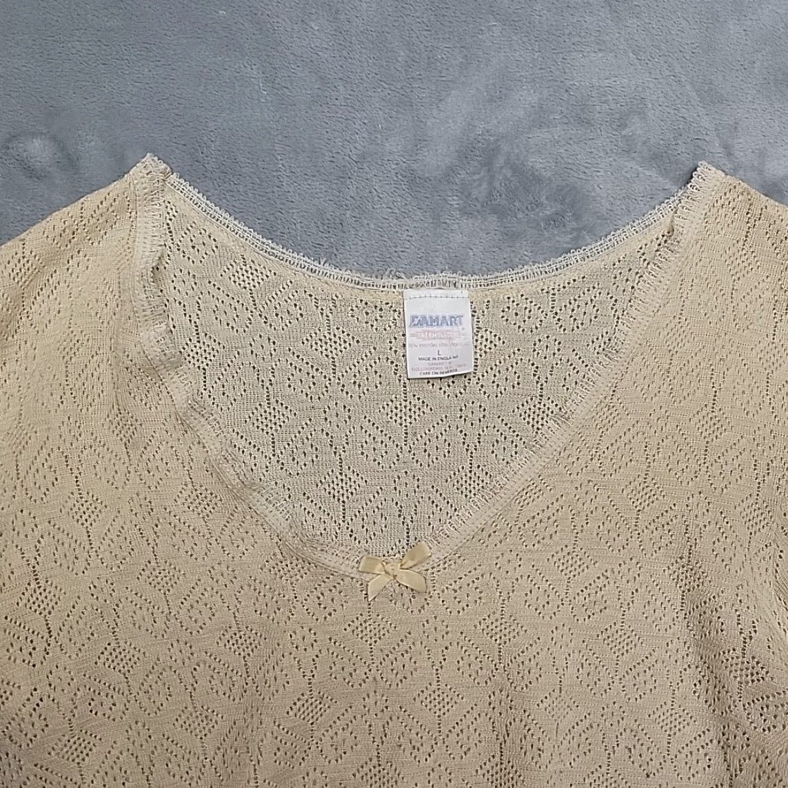 Vintage VINTAGE Damart Top Womens L Cream Lace Knit Viscose Made In England Blouse Pullover Long Sleeve Solid Classic Womens L Size L / US 10 / IT 46 - 3 Thumbnail