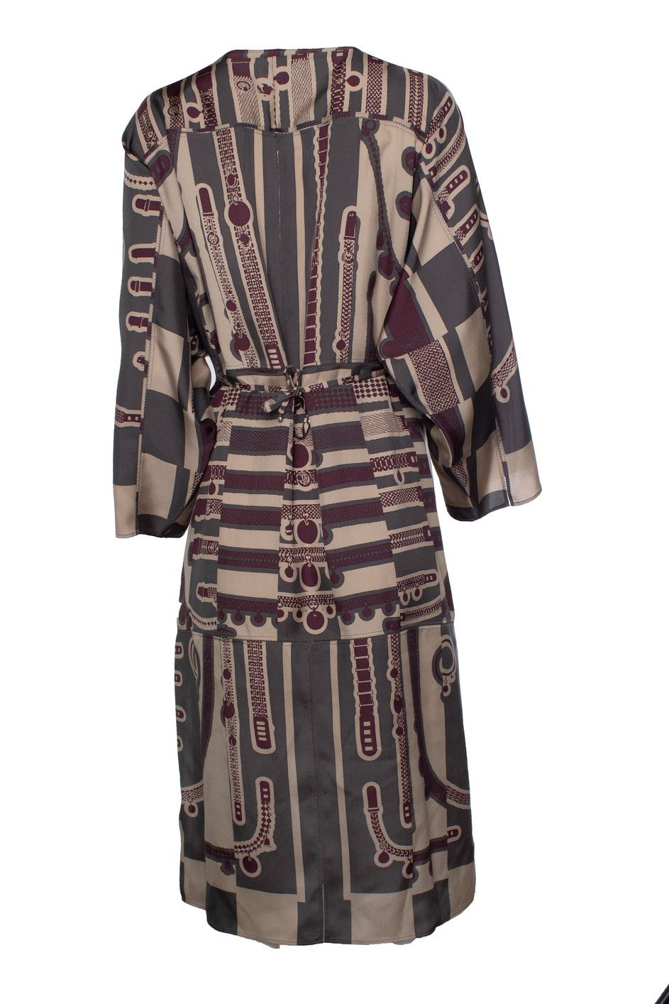 Hermes Hermes, silk ruffled midi dress with belt print Size S / US 4 / IT 40 - 2 Thumbnail