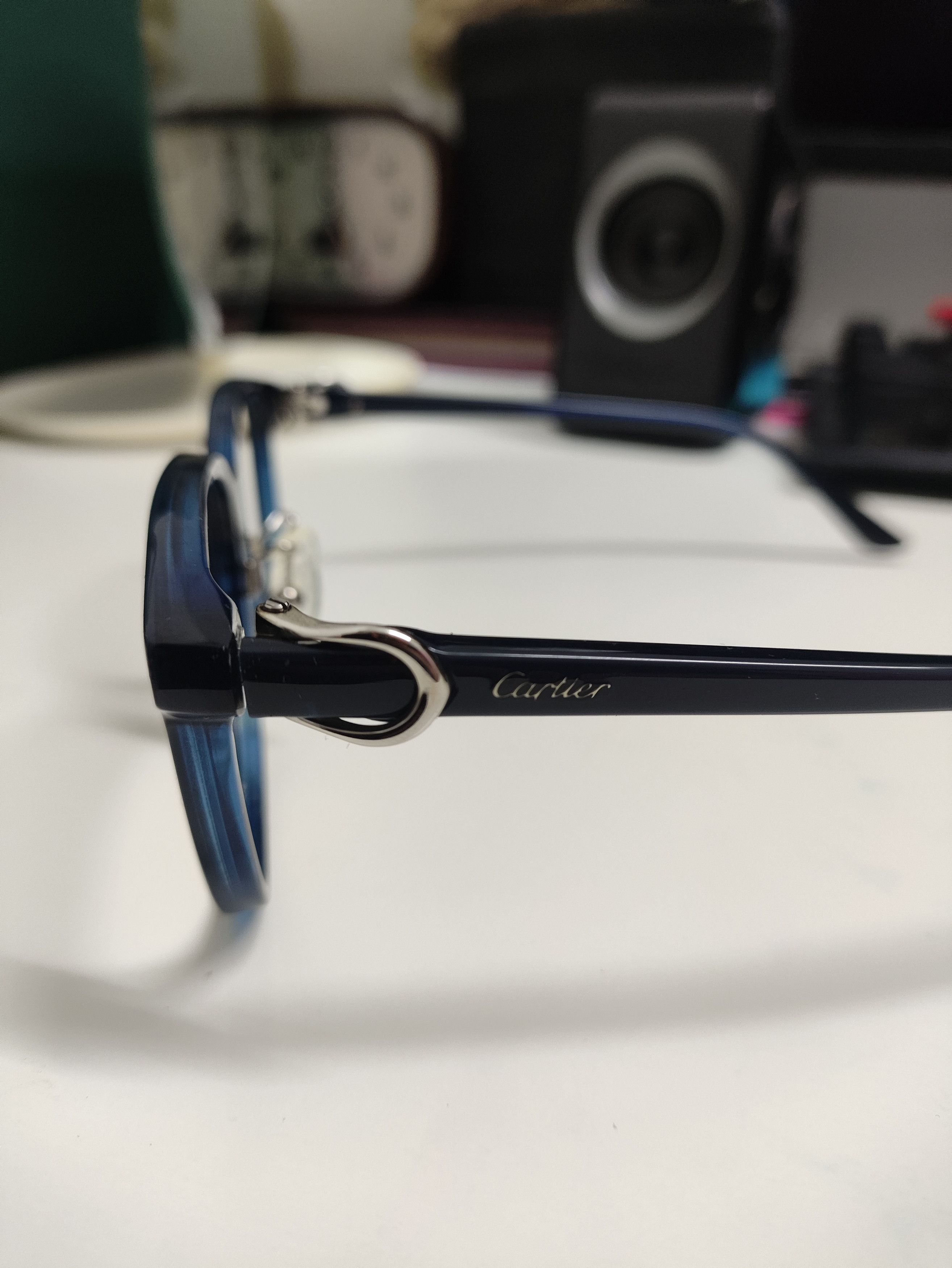 Cartier Cartier Rectangular Shape Eyeglass Frame CT0187OA Blue Size ONE SIZE - 2 Thumbnail