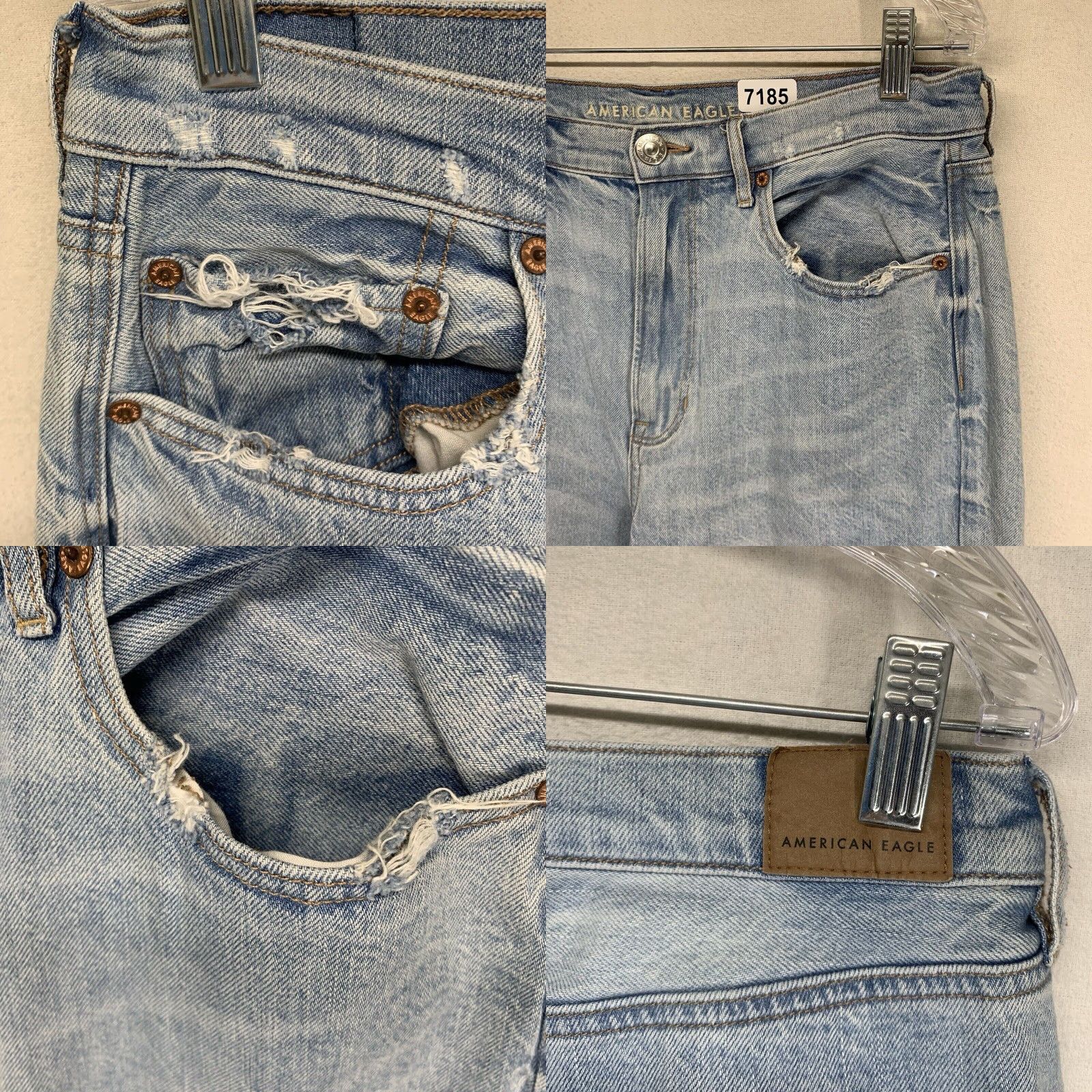 American Eagle Outfitters American Eagle High Rise Straight Leg Jeans Womens Blue Size 14 100% Cotton Size 36" / US 14 / IT 50 - 8 Thumbnail