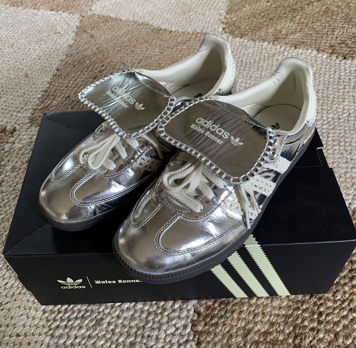 image of Adidas Metallic Sneakers in Metallic Silver, Men's (Size 7)