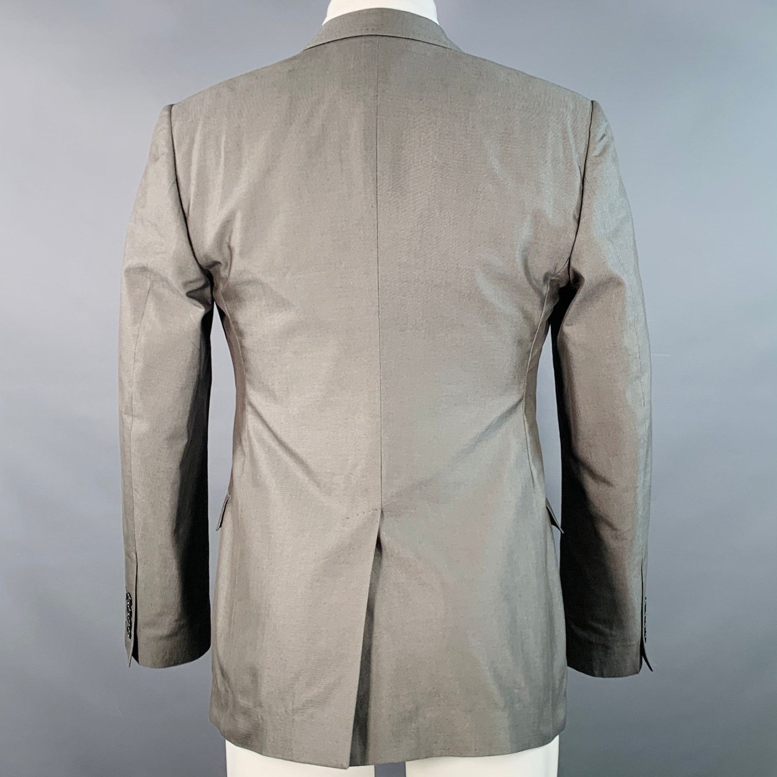 Dolce & Gabbana Size 38 Grey Cotton Silk Peak Lapel Single Button Sport Coat Size 38R - 5 Thumbnail