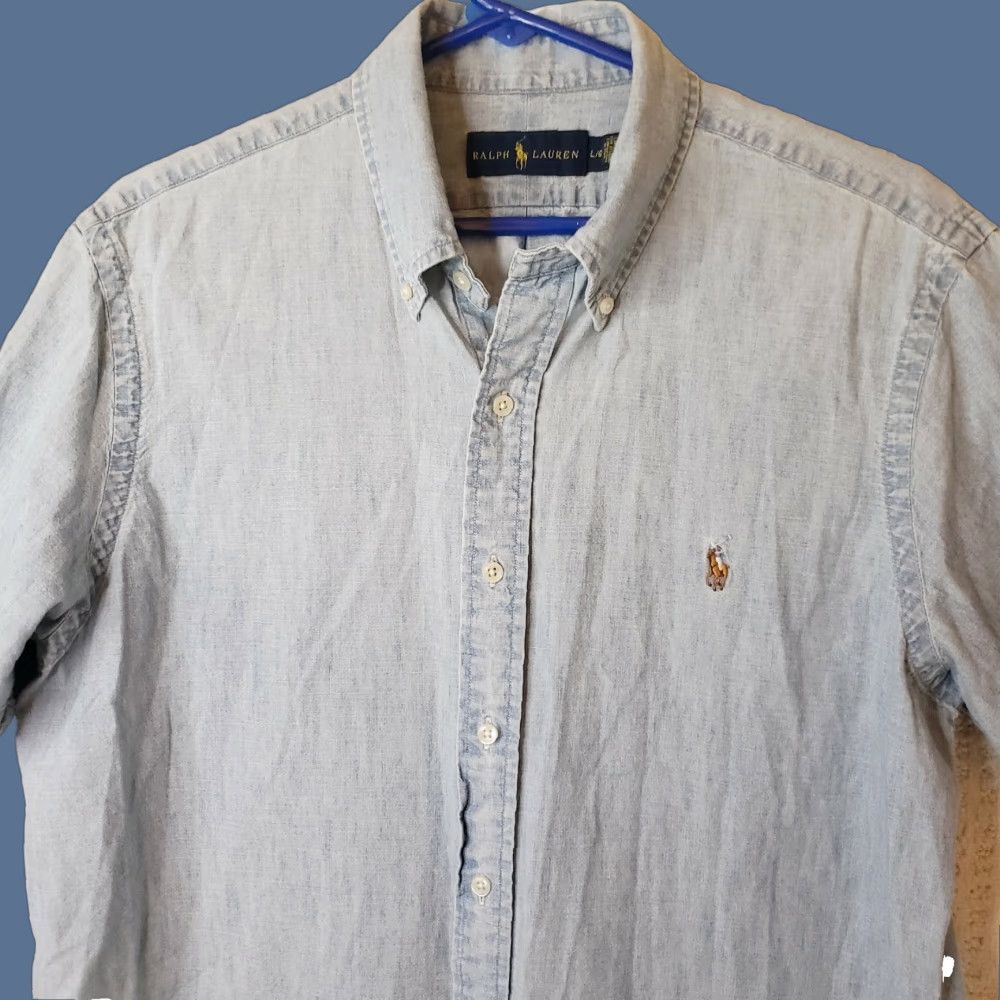 Ralph Lauren Ralph Lauren Denim Chambray Short Sleeve Button-Down Shirt Mens L Blue Size US L / EU 52-54 / 3 - 1 Thumbnail