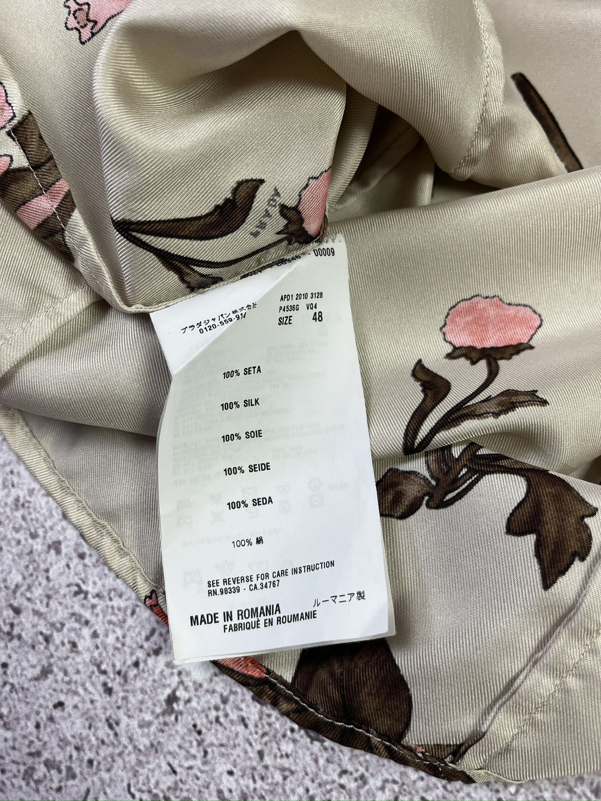 Prada Prada Milano Floral Silk Shirt Beige Size XL / US 12-14 / IT 48-50 - 7 Thumbnail