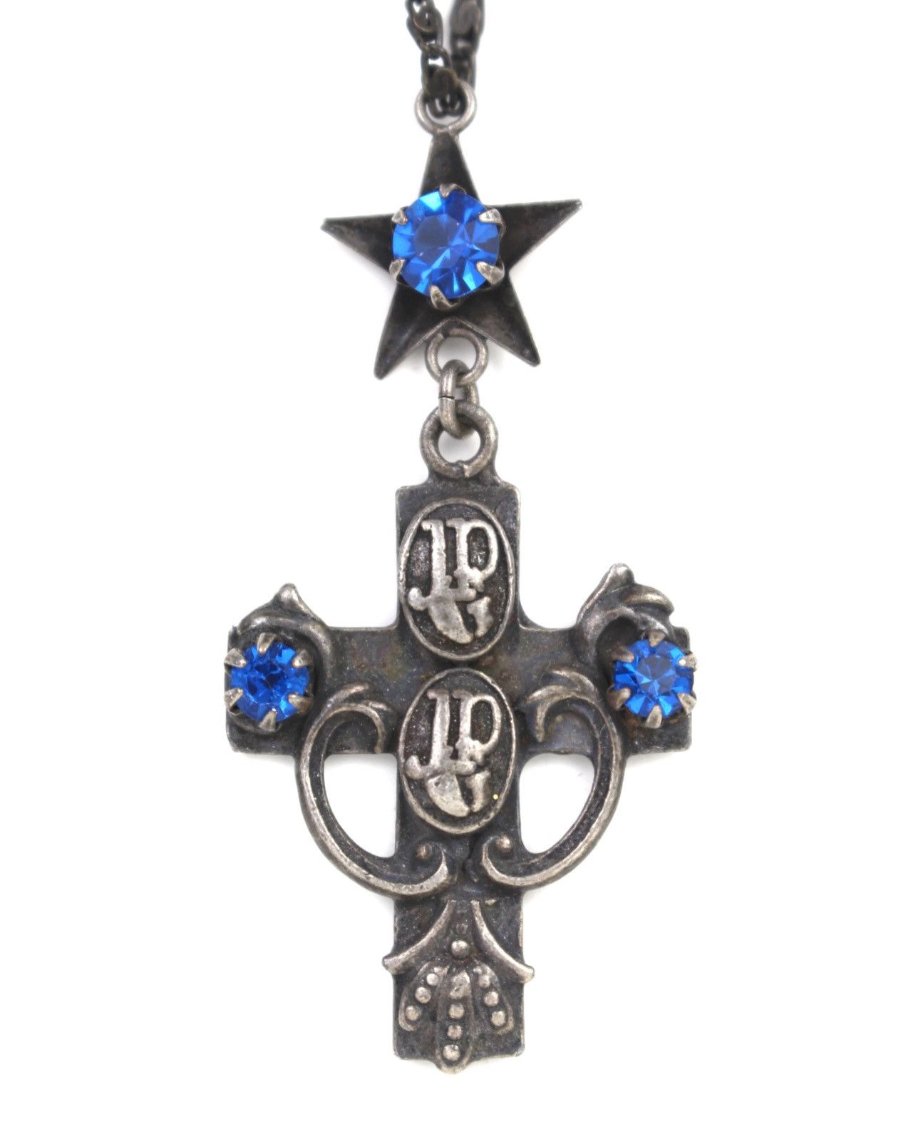 Jean Paul Gaultier 1990S JEAN PAUL GAULTIER STAR CROSS BLUE CRYSTALS NECKLACE Size ONE SIZE - 1 Thumbnail