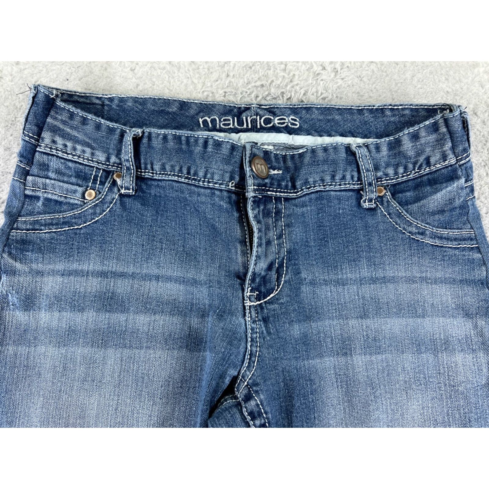 Vintage Maurices Jeans Womens 28 Blue Denim Cotton Mid Rise Bootcut Western 28x33 Regular Stretch Machine Washable Medium Blue Women's Jeans Western 90s? Size 30" / US 8 / IT 44 - 6 Thumbnail