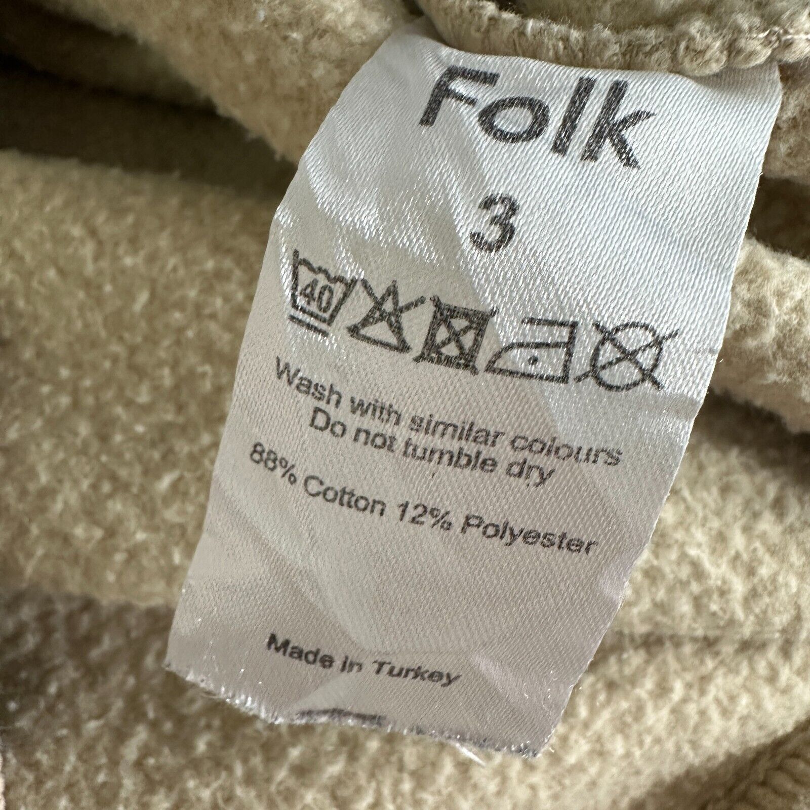 Folk Folk Sweatshirt 3 Medium Beige Tan Fleece Lined Pullover Size US M / EU 48-50 / 2 - 9 Thumbnail