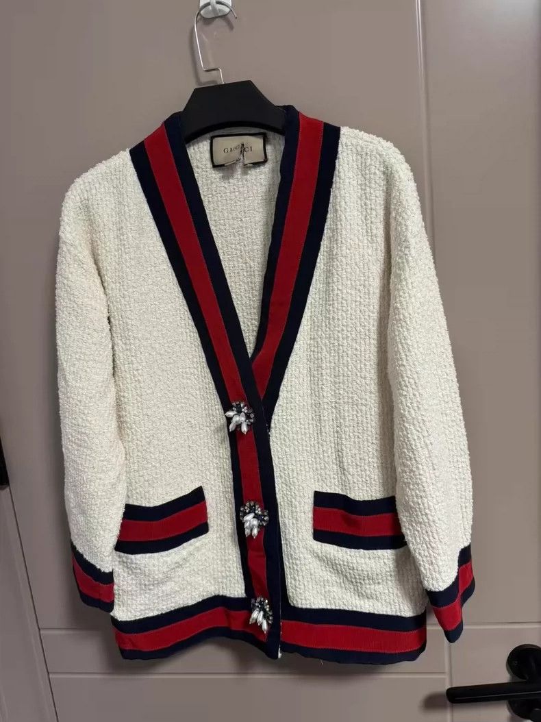 Gucci Gucci Heavy industry diamond buckle striped woven cardigan Size XS / US 0-2 / IT 36-38 - 1 Thumbnail