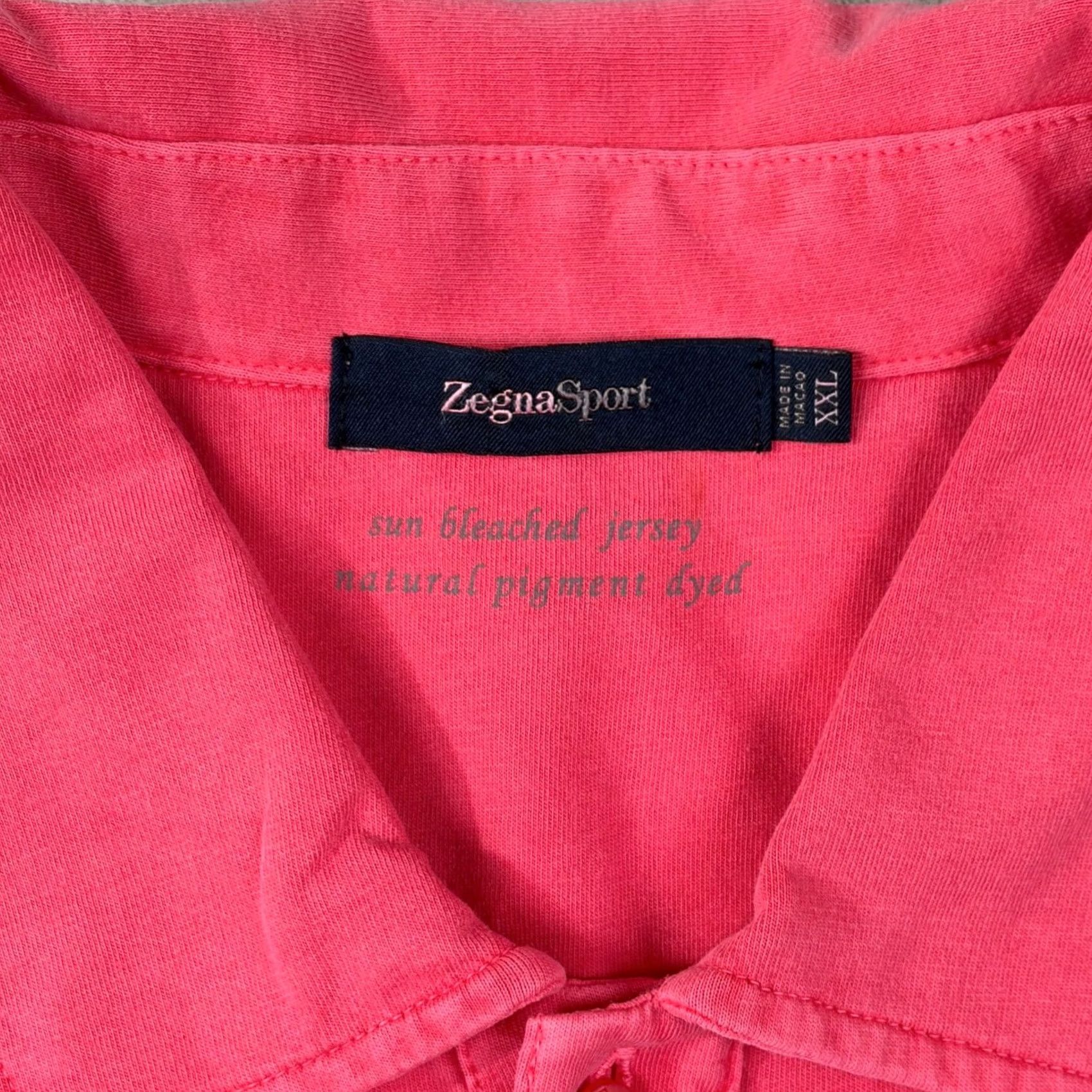 Vintage VINTAGE Zegna Sport Polo Shirt Pink Sun Bleached Jersey Cotton Short Sleeve Big & Tall 2X Mens Size US XXL / EU 58 / 5 - 3 Thumbnail