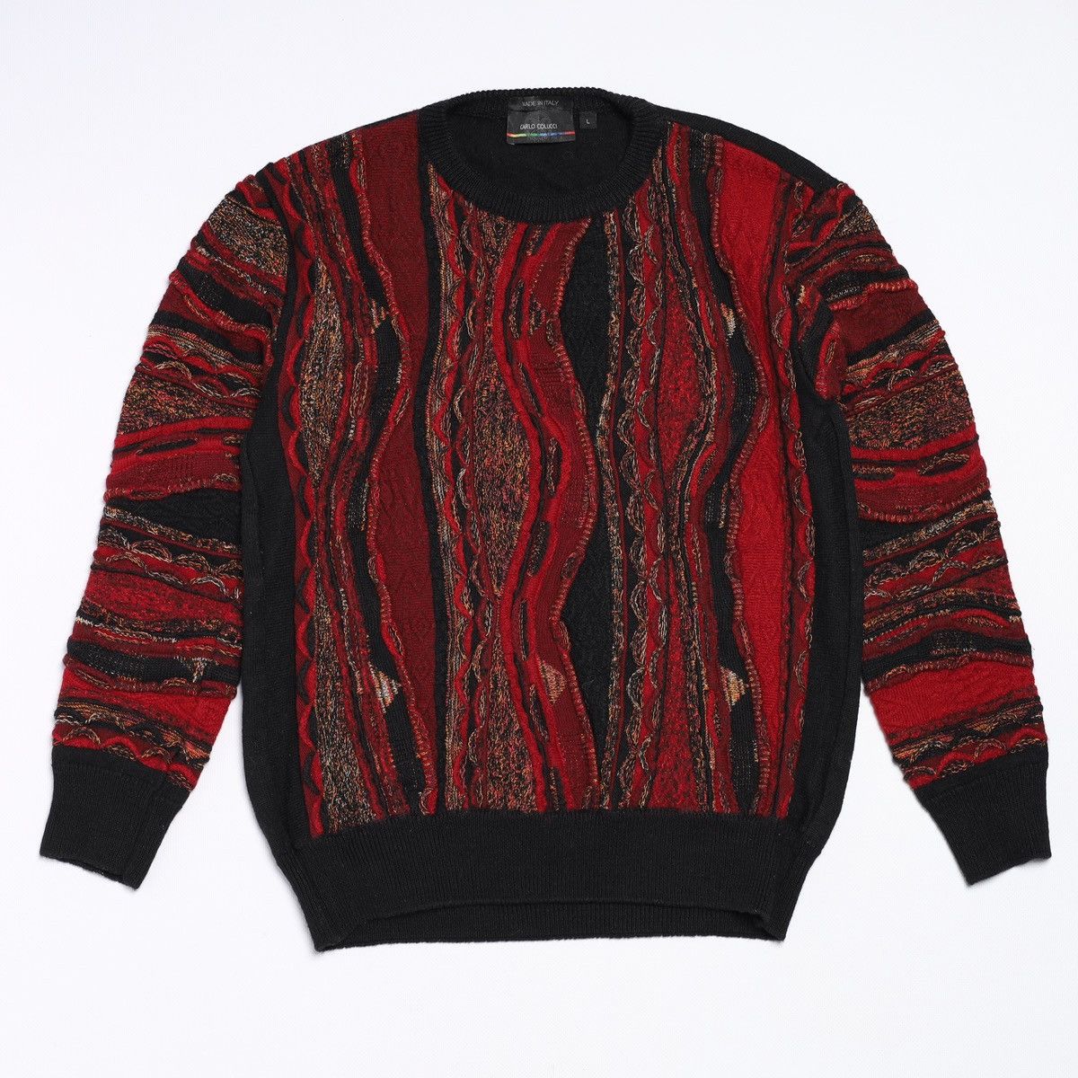 Carlo Colucci Carlo Colucci Wool Australian Red Pattern Sweater Size L / US 10 / IT 46 - 1 Thumbnail