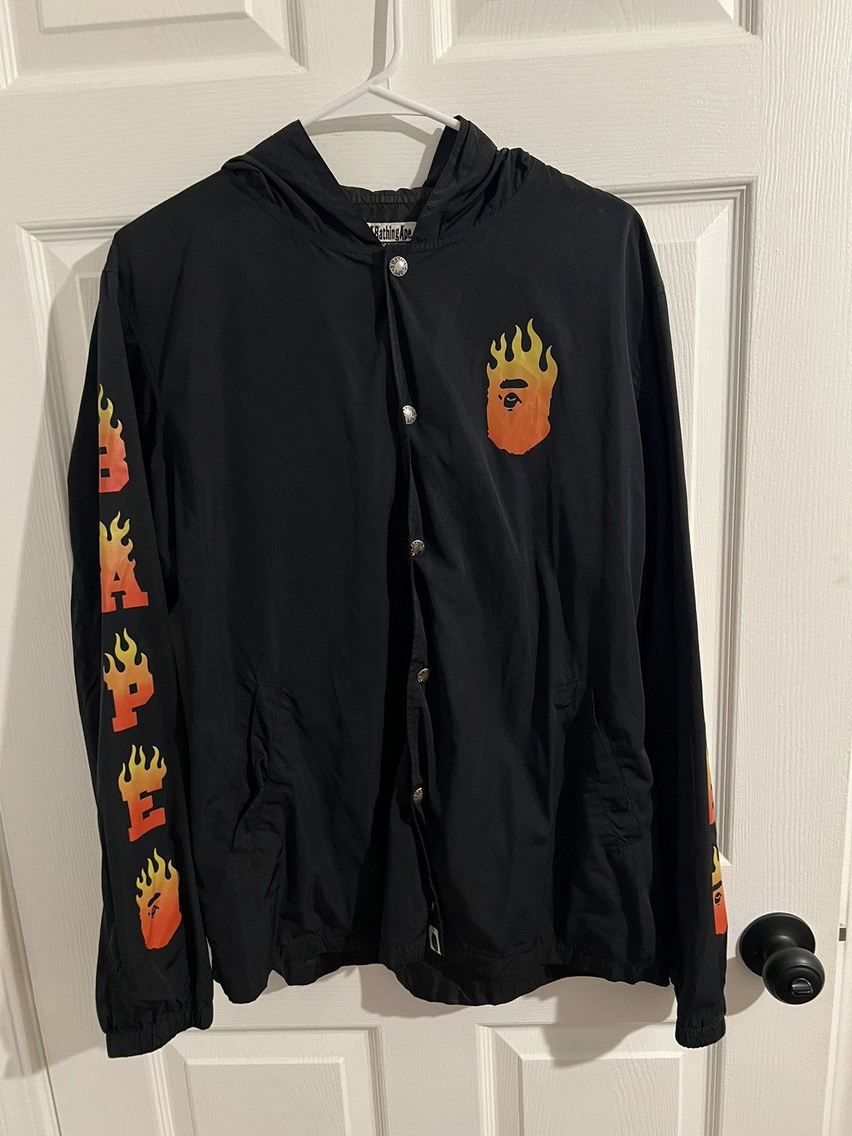Other A BATHING APE Flame Hoodie Coach Polyester BLK Flame Size US L / EU 52-54 / 3 - 1 Thumbnail