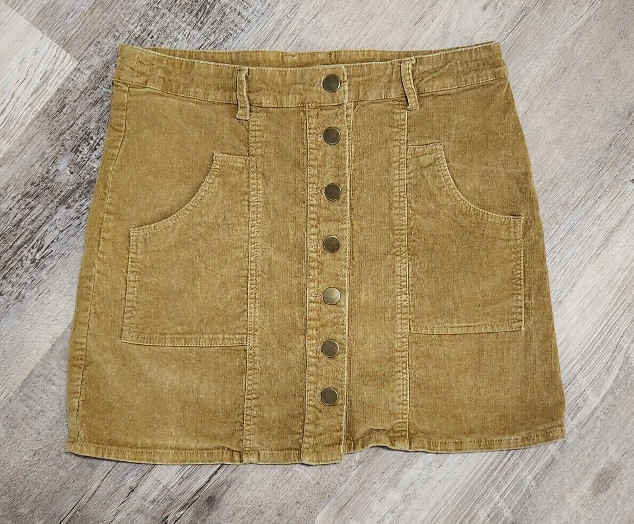 Designer Altar'd State Skirt Brown Large Stretch Mini Corduroy Size 36" / US 14 / IT 50 - 1 Thumbnail