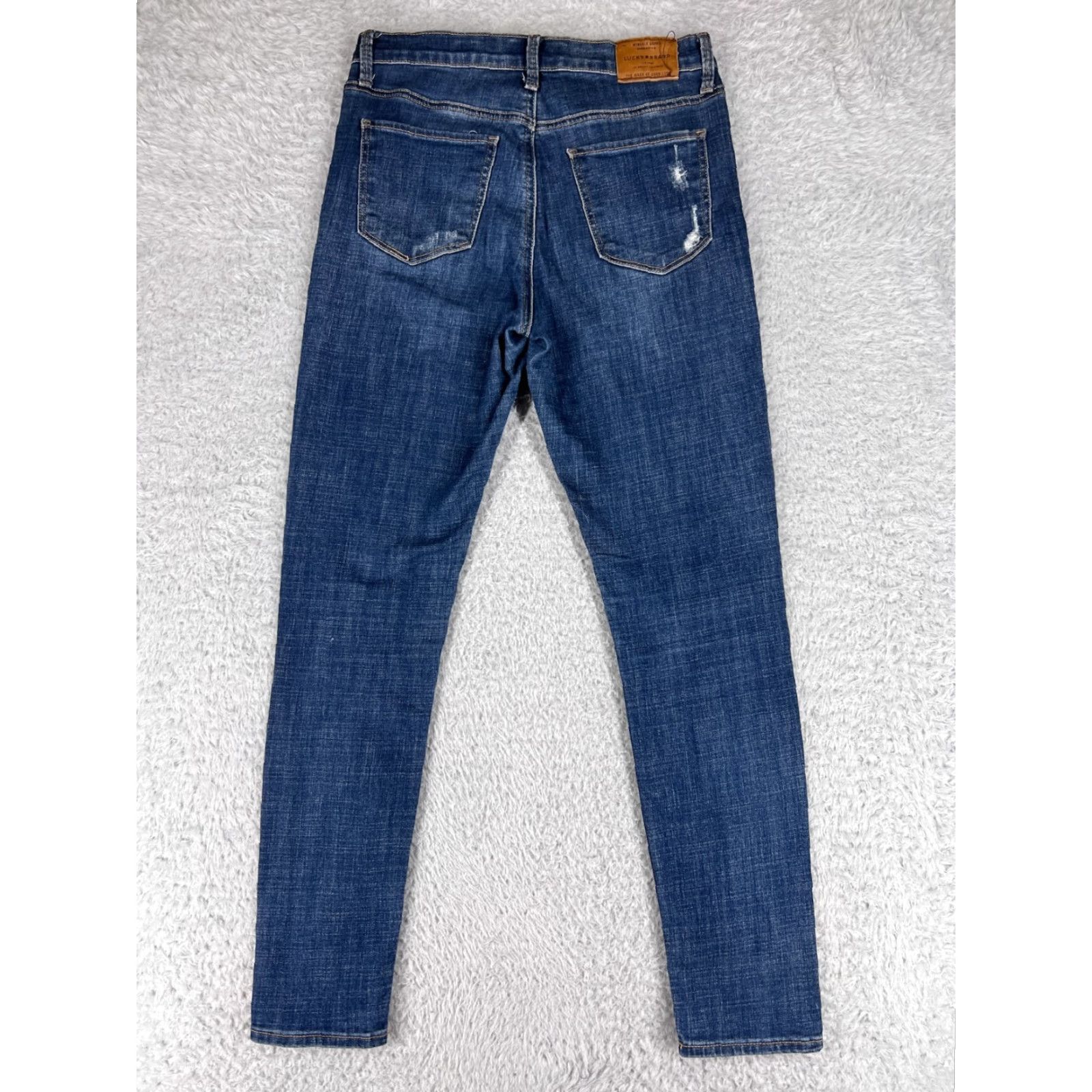 Lucky Brand Lucky Brand Jeans Womens 6 Regular Blue Denim Straight Fit 28" Inseam 30" Waist Medium Wash 5-Pocket Distressed Modern USA Mens Womens Size 28" / US 6 / IT 42 - 2 Thumbnail