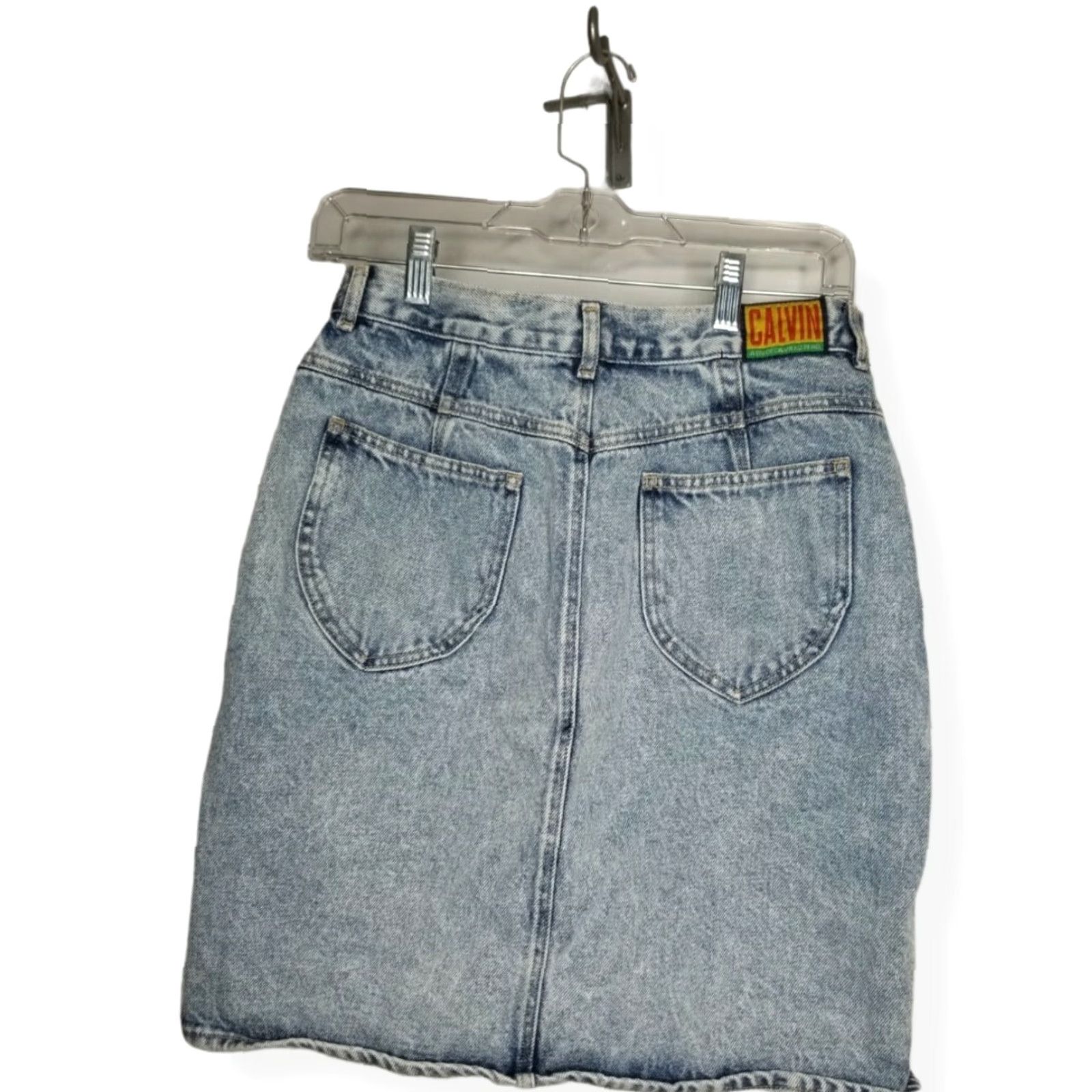 Calvin Klein VINTAGE Calvin Klein Denim Skirt Women Size 12 A-Line Knee Length Casual 80s USA Made Size 34" / US 12 / IT 48 - 2 Thumbnail