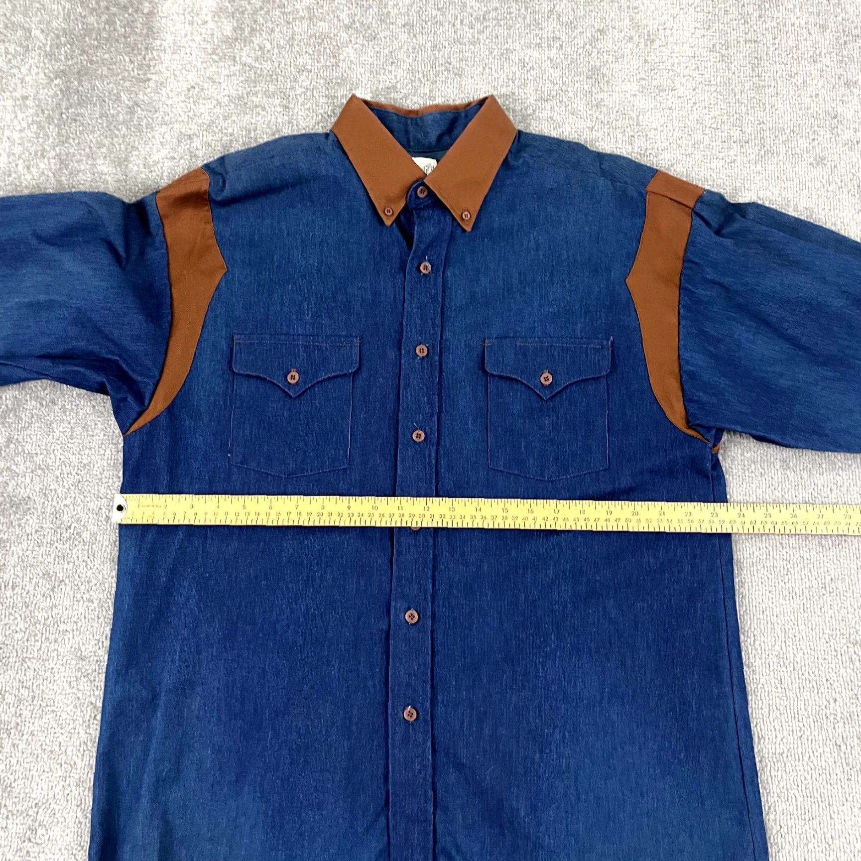 Vintage VINTAGE Panhandle Slim Button-Up Shirt Mens Large 16.5 Blue Solid Western Rodeo USA Size US L / EU 52-54 / 3 - 5 Thumbnail