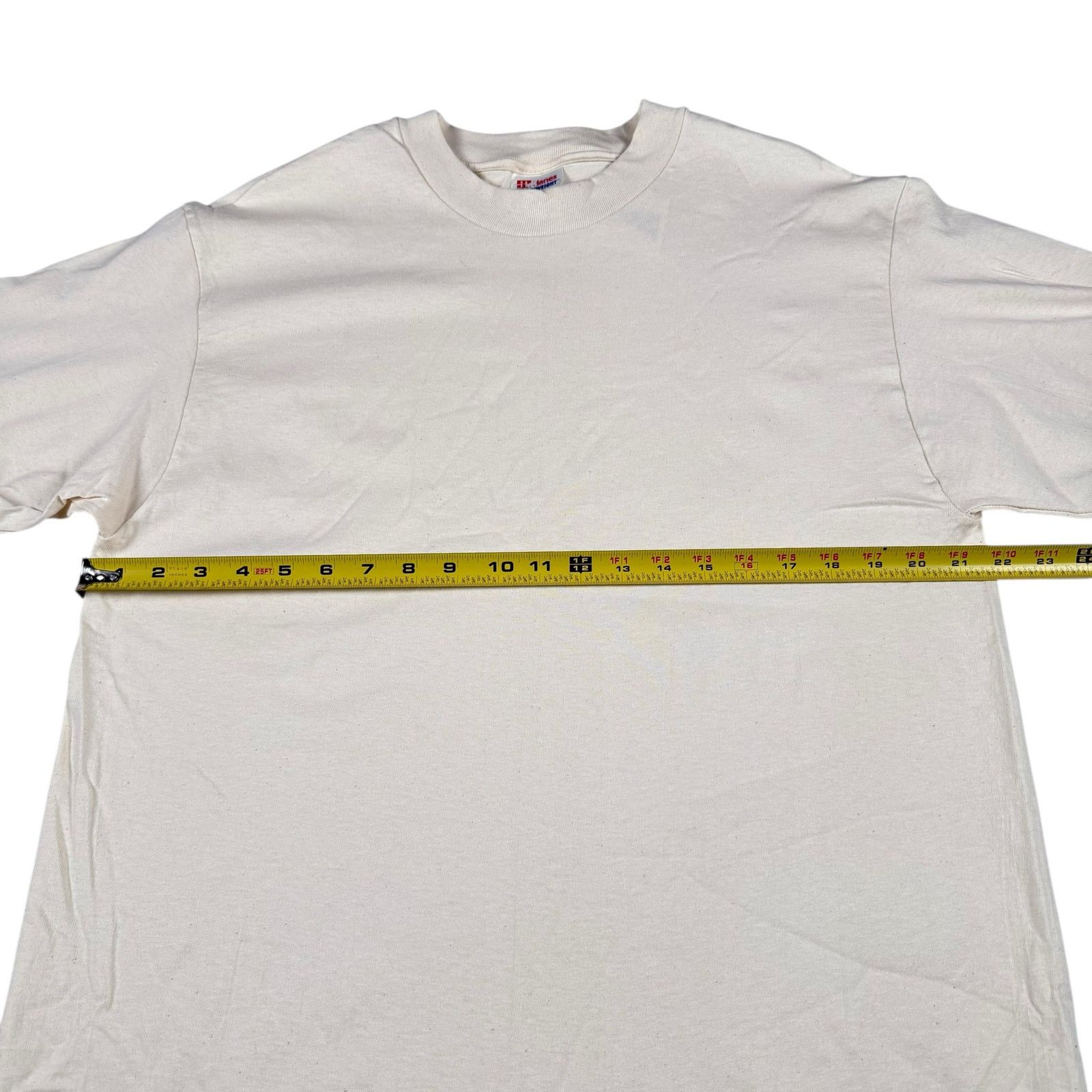 Hanes × Vintage Vintage 90s Hanes Blank Cream T-shirt L Deadstock Size US L / EU 52-54 / 3 - 3 Thumbnail