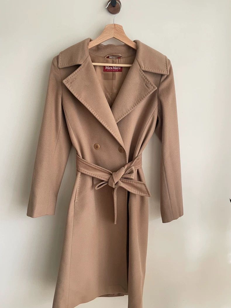 Max Mara Max Mara Classic Camel Water Ripple Wool Coat Size S / US 4 / IT 40 - 2 Thumbnail