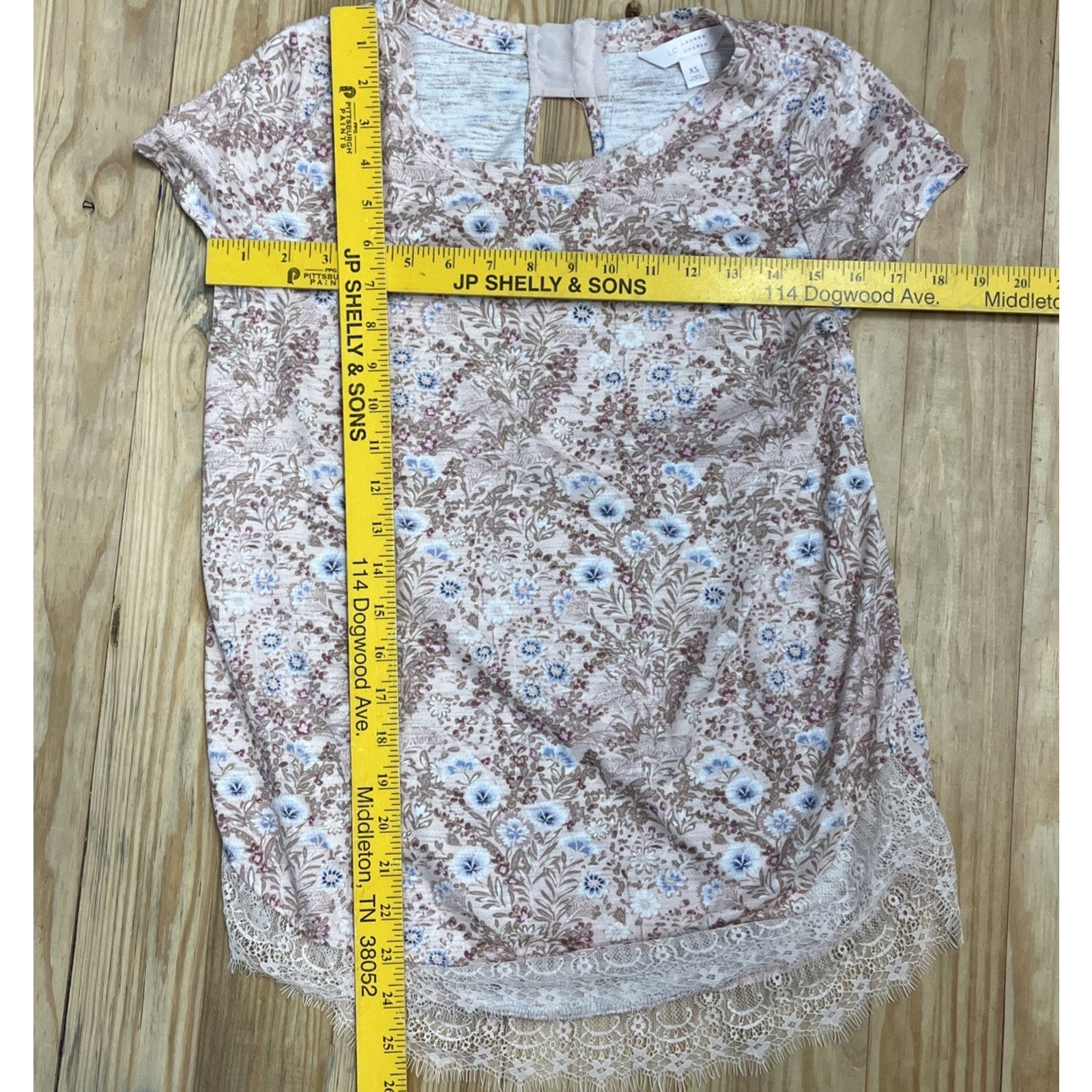 Lauren Conrad LAUREN CONRAD Floral Lace Tee Women's Sz XS Shortsleeve Size XS / US 0-2 / IT 36-38 - 5 Thumbnail