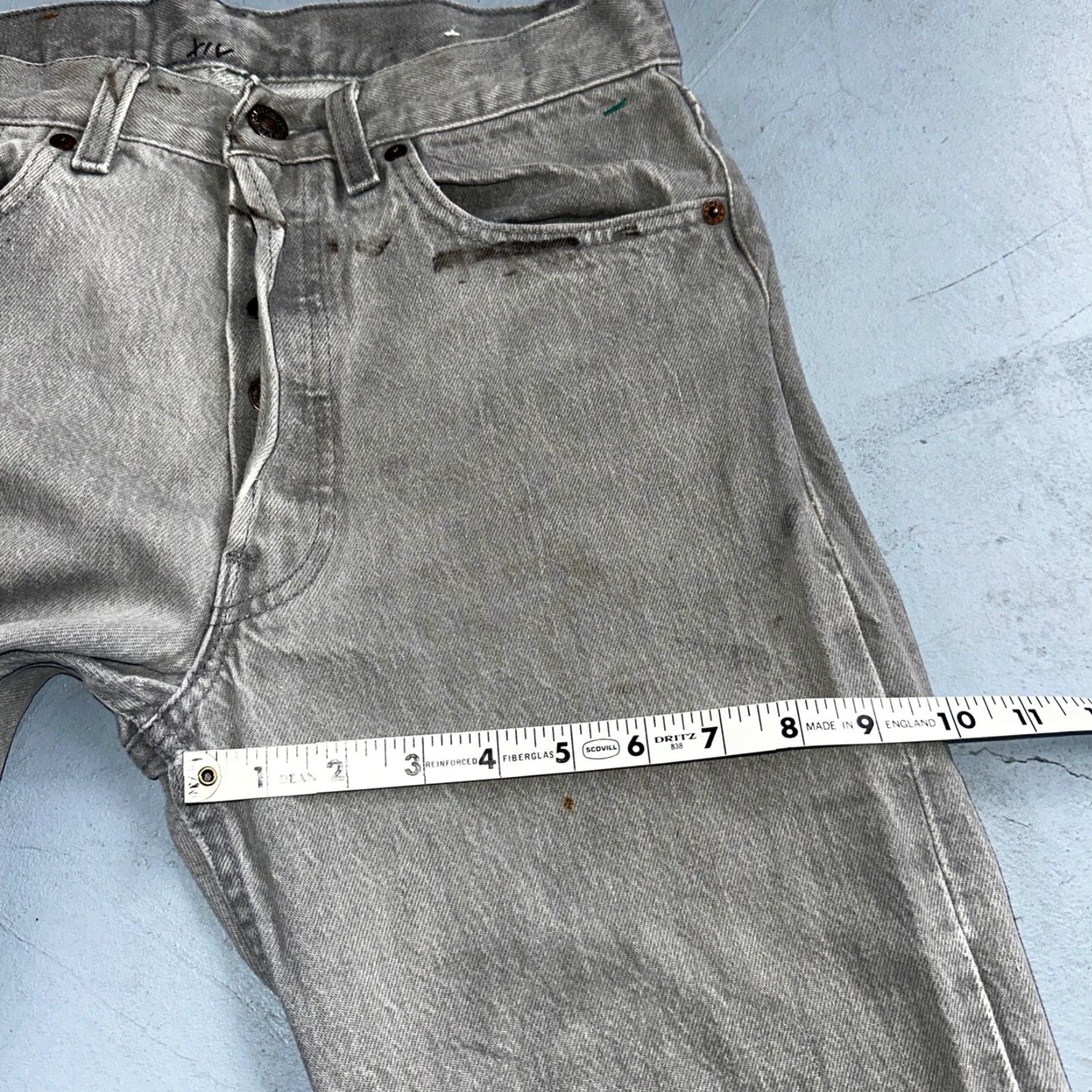 Levi's Levis 501 Vintage 90s USA Gray Straight Leg Jeans 28x34 Regular Mens 501 Series Denim Cotton Medium Wash Size US 28 / EU 44 - 6 Thumbnail