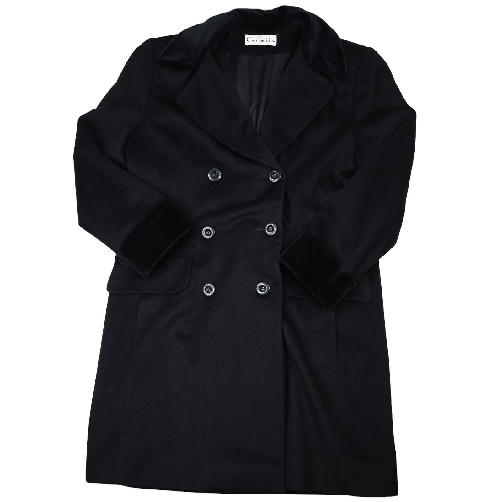 image of Christian Dior Monsieur Vintage Christian Dior 100% Wool Pea Coat in Black, Women's (Size Large)