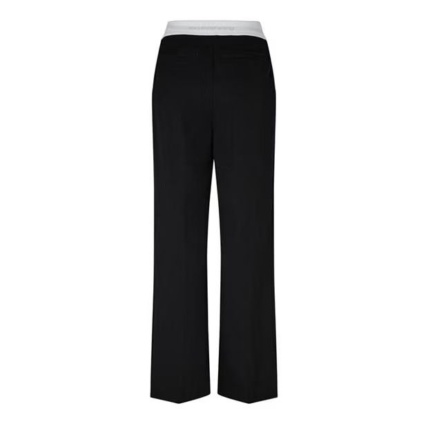 Alexander Wang o1g2r1mq0824 Logo Waistband Straight Leg Trousers in Black Size 27" / US 4 / IT 40 - 2 Thumbnail