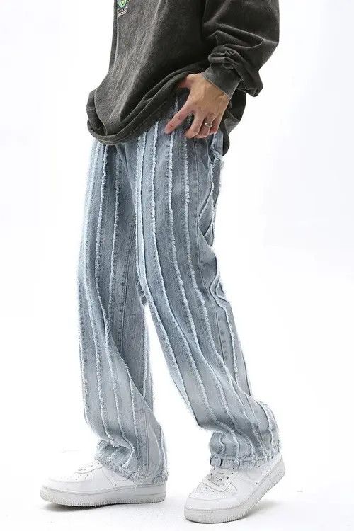 Jean Kasuga x Hioki Striped Baggy Flared Wide Leg Jeans y2k retro Size US 32 / EU 48 - 7 Thumbnail