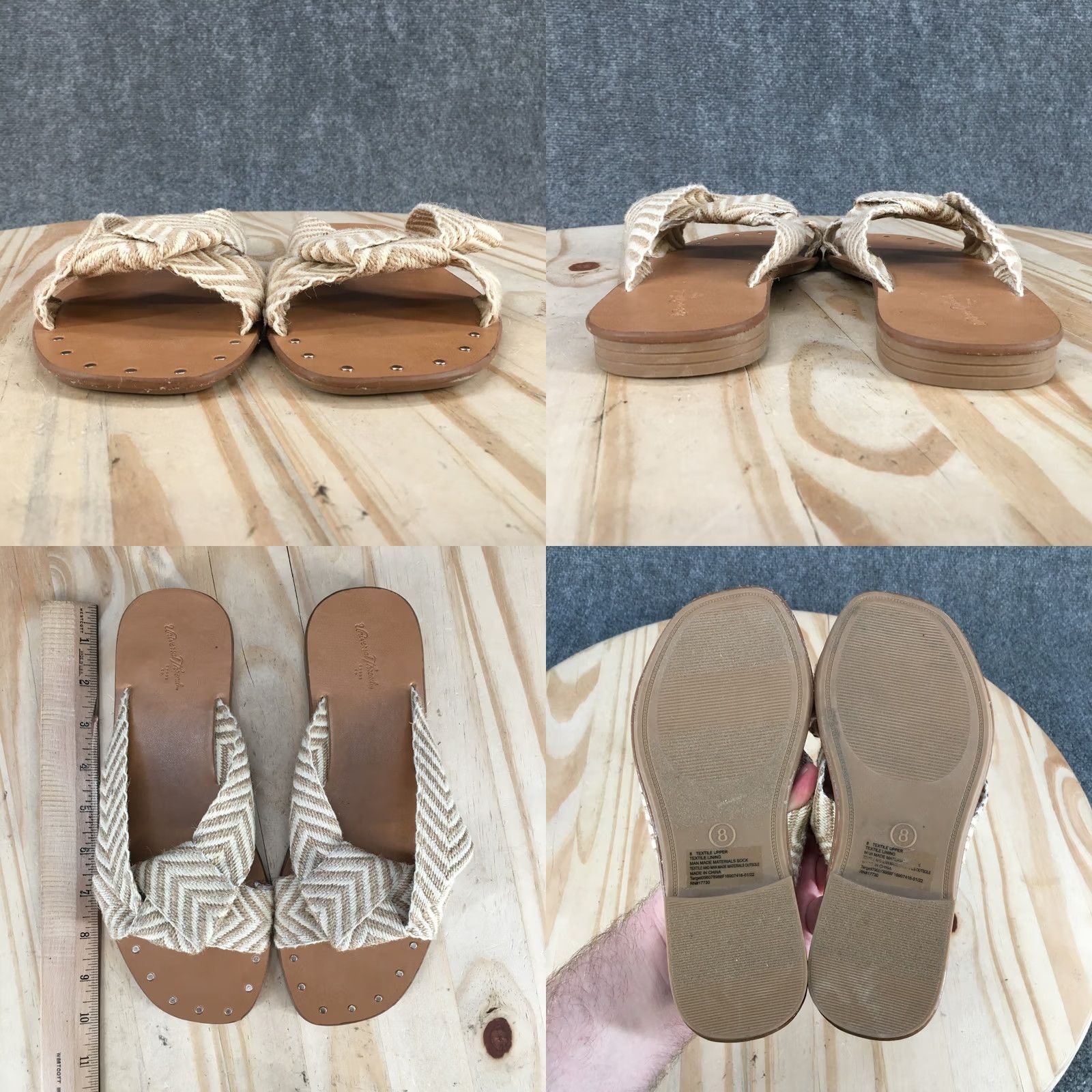 Vintage Universal Thread Sandals Womens 8 Louise Slide Tan Slip On Casual Open Toe Flats Size US 8 / IT 38 - 8 Thumbnail