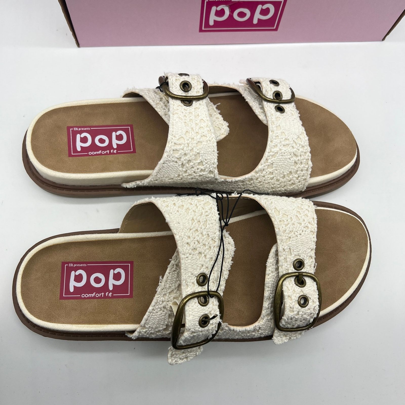 Other Pop Balance Womens Footbed Sandals Cream Natural Size 10M Size US 10 / IT 40 - 10 Thumbnail