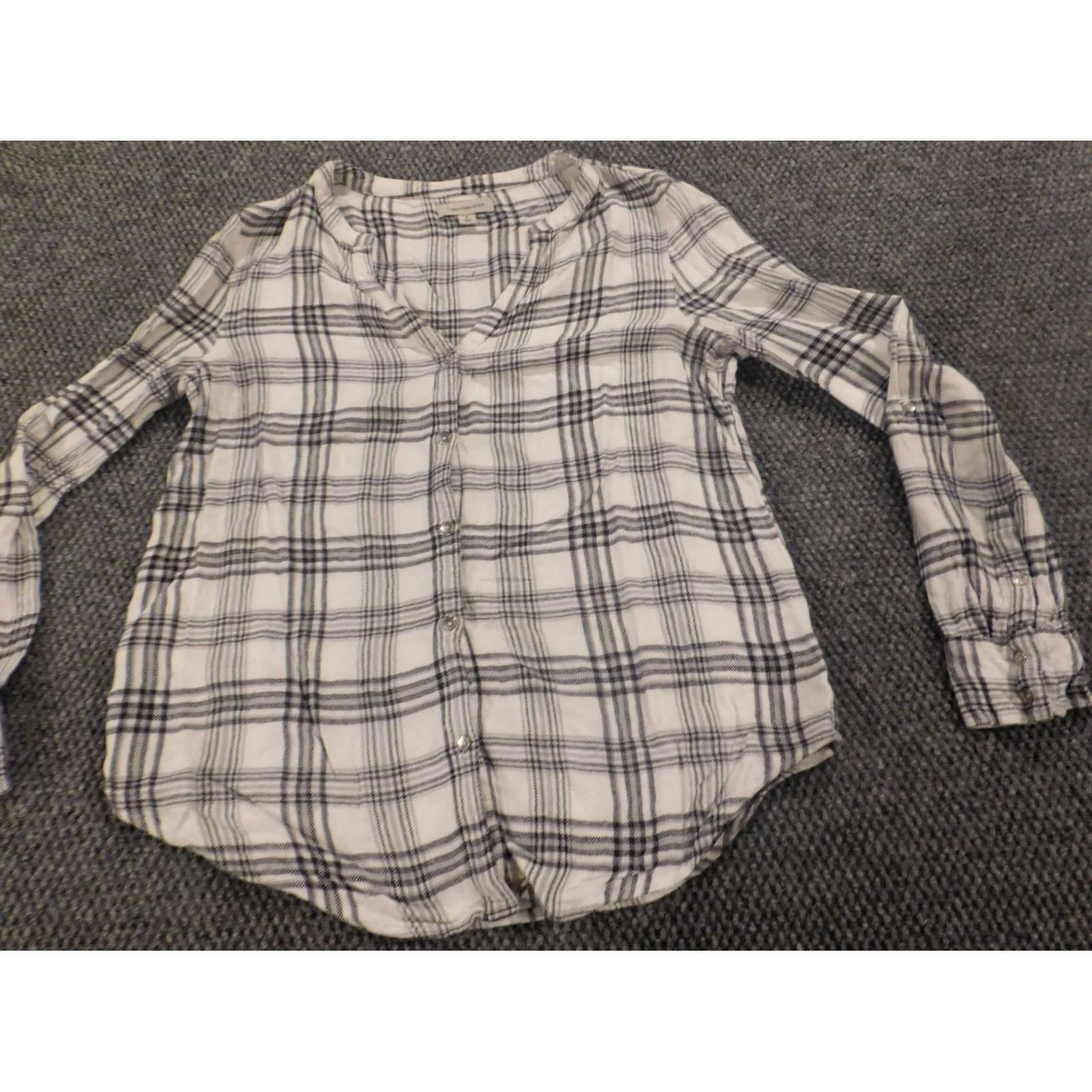 Calvin Klein Calvin Klein Blouse Women S Gray Plaid Crew Neck Long Sleeve Pullover Casual Viscose Rayon Regular Stretch Classic Basic Size S Size S / US 4 / IT 40 - 3 Thumbnail