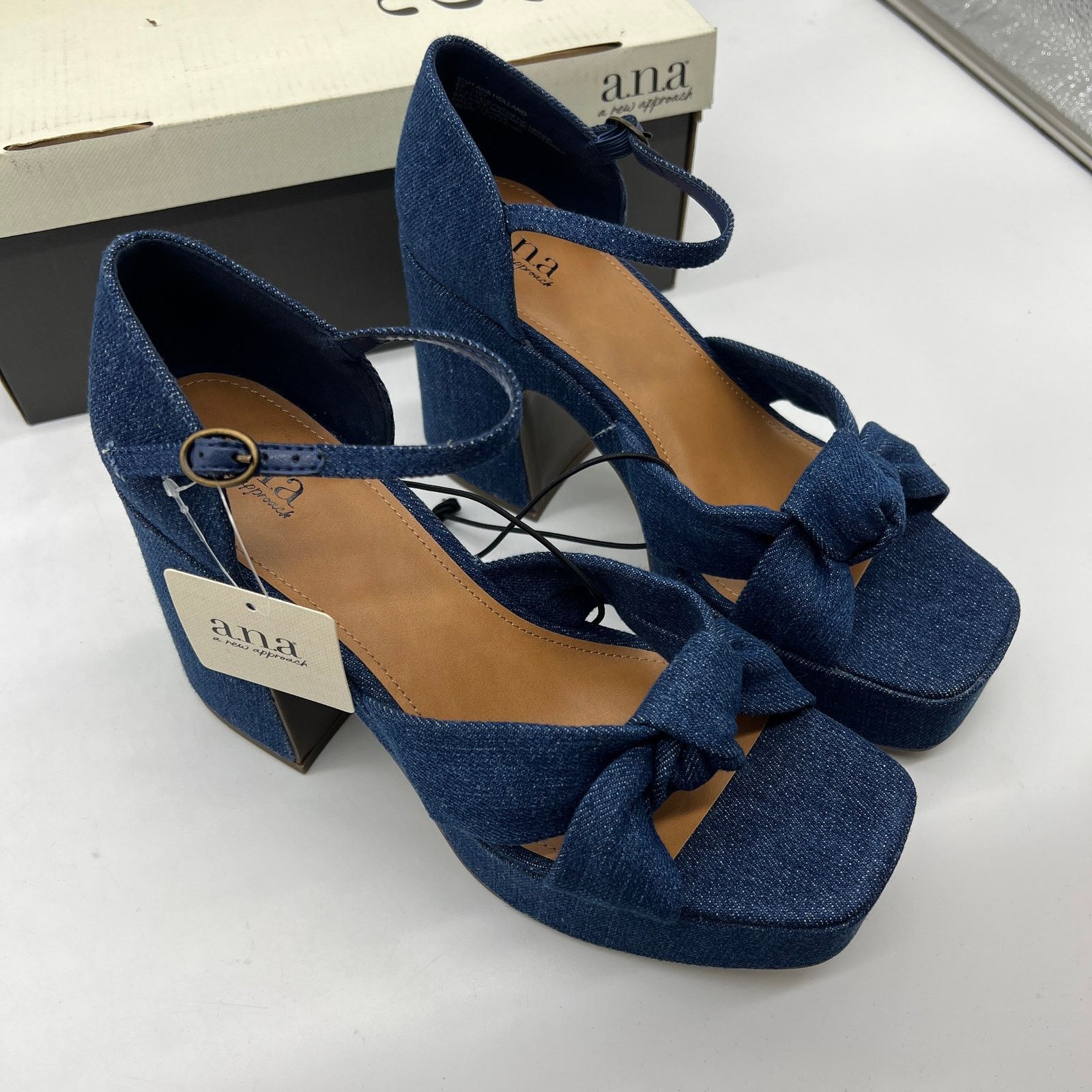 Other a.n.a Womens Holland Heeled Sandals Denim Platform Size US 9.5 / IT 39.5 - 1 Thumbnail