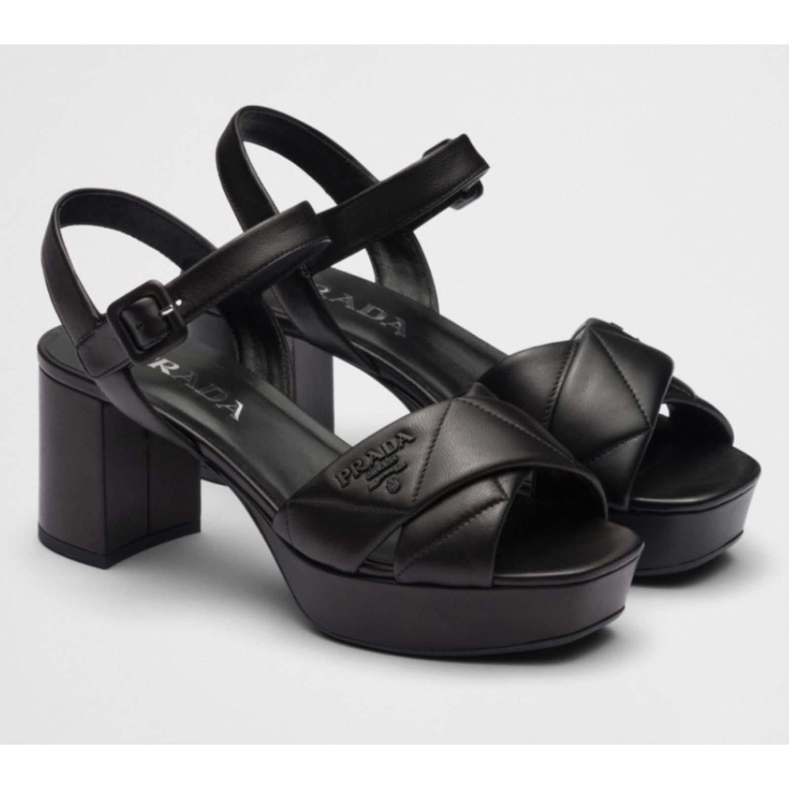 Prada Prada Quilted Nappa Leather Platform Sandal Block Heel 38 Size US 8 / IT 38 - 3 Thumbnail